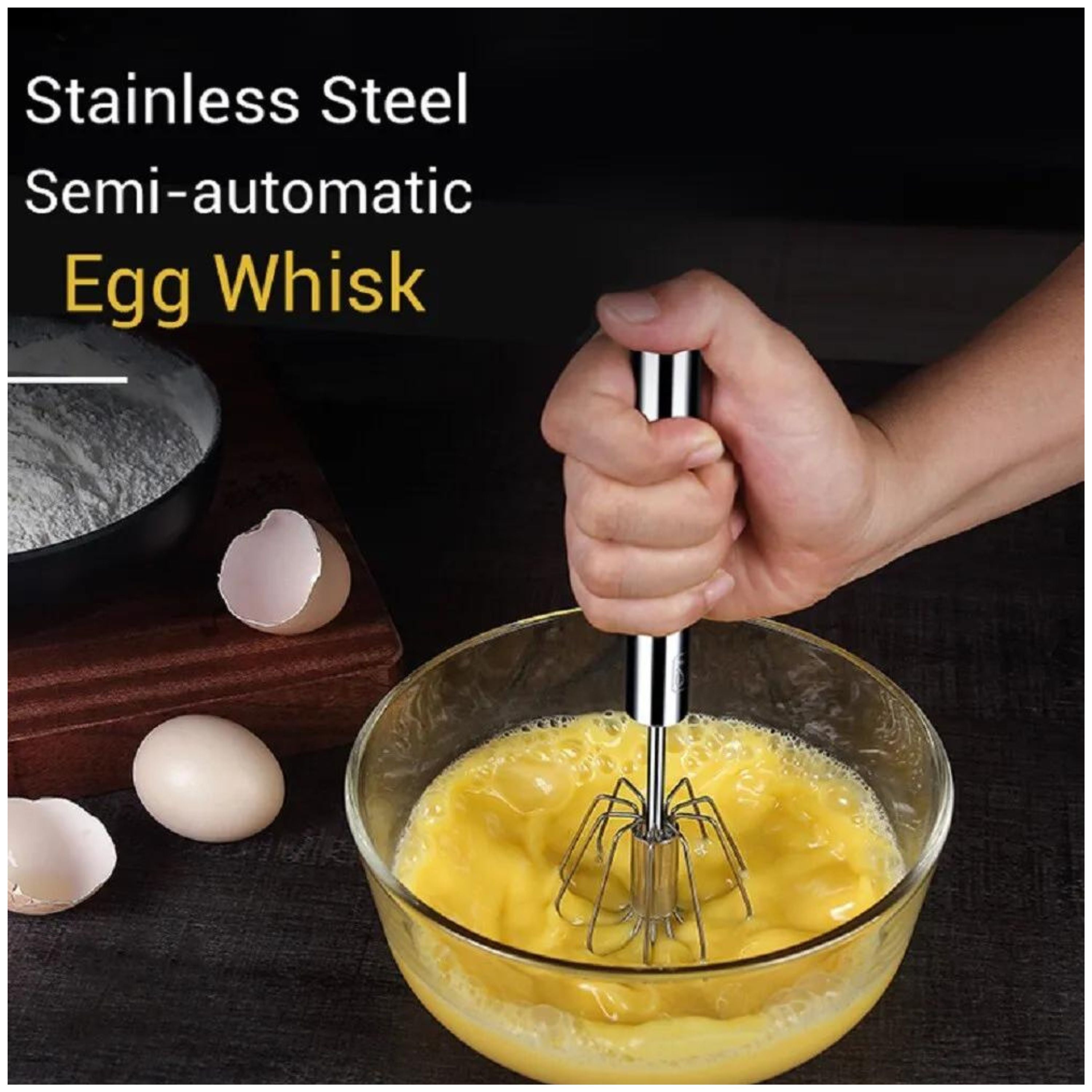Kitcheniva Stainless Steel Semi-Automatic Egg Whisk