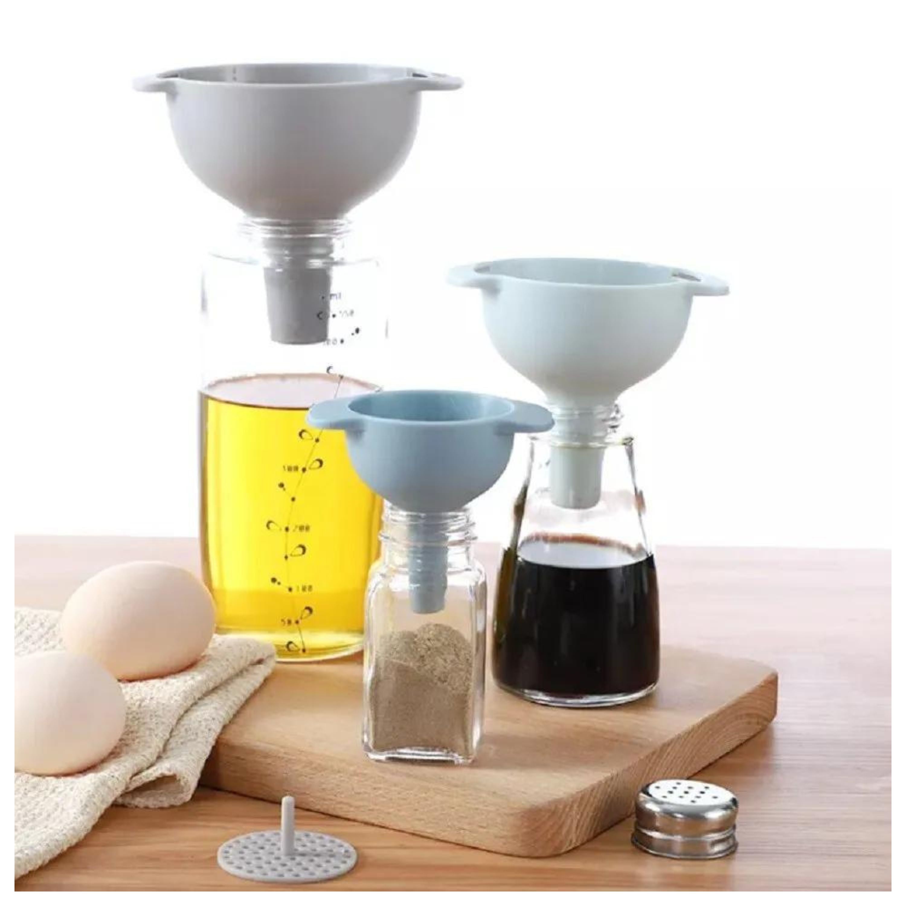 Kitcheniva Kitchen Funnel Set with Detachable Strainer 3 Pcs