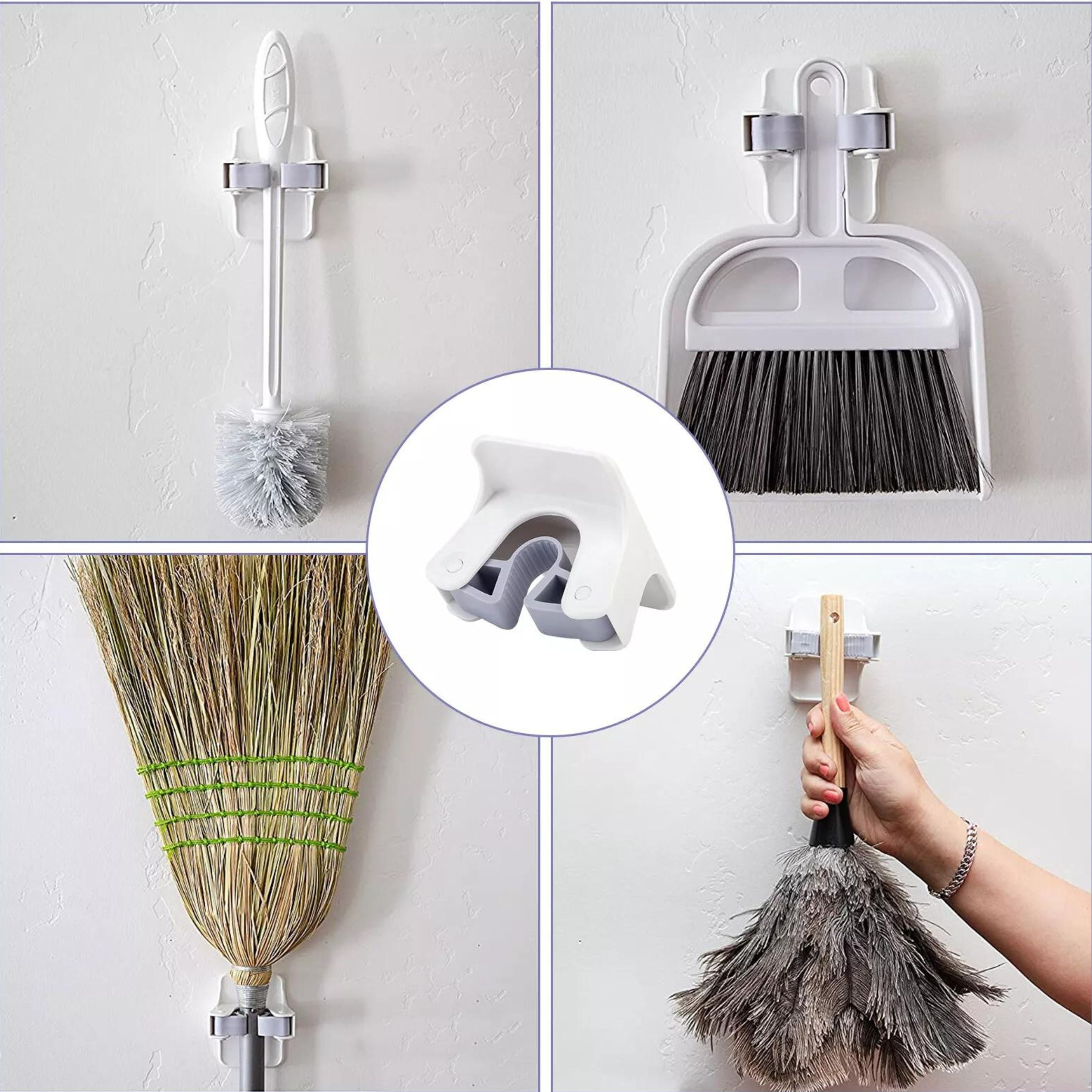 Kitcheniva Self-Adhesive Broom Holder Set 4 Pack