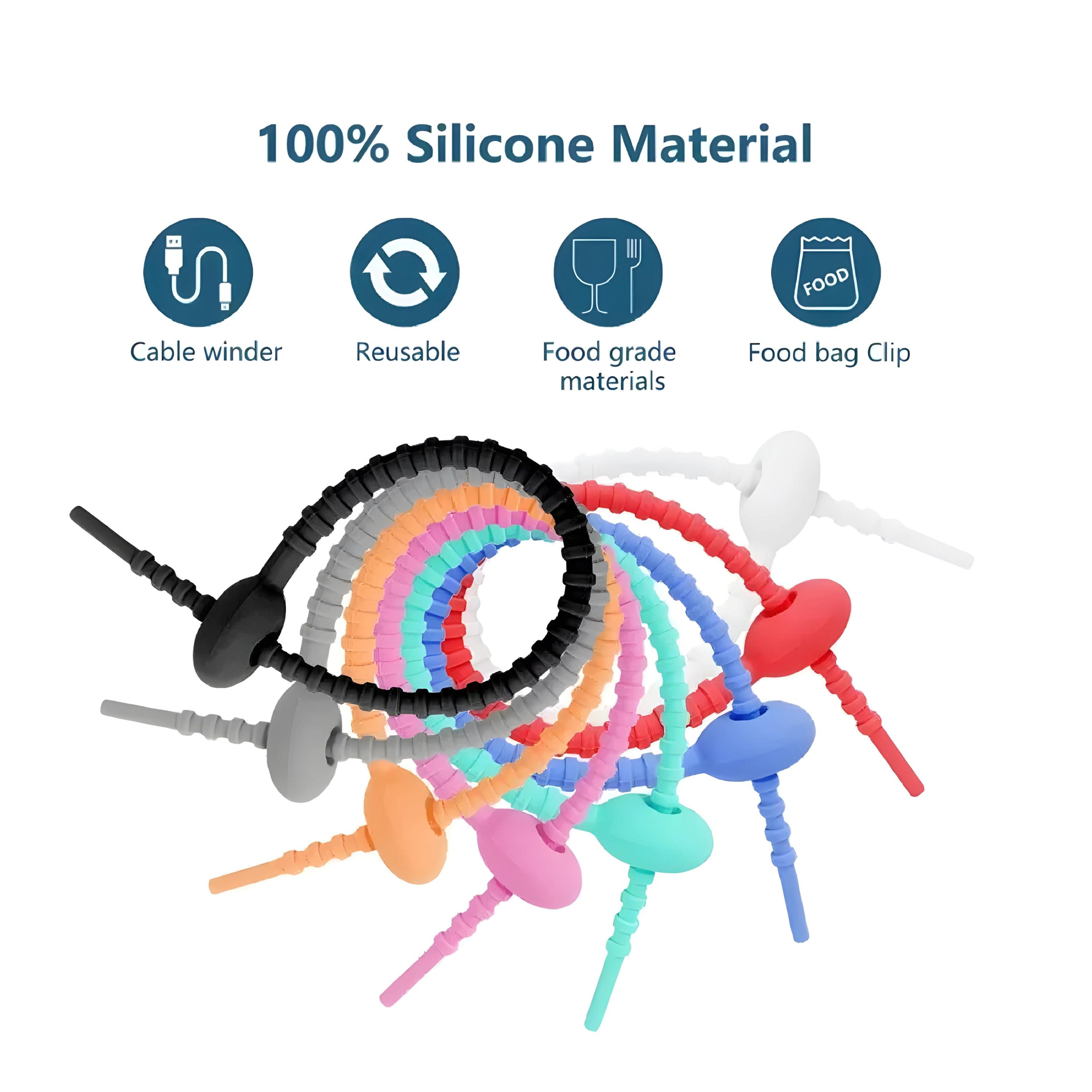 Kitcheniva Reusable Silicone Cable Ties Set 24 Pcs