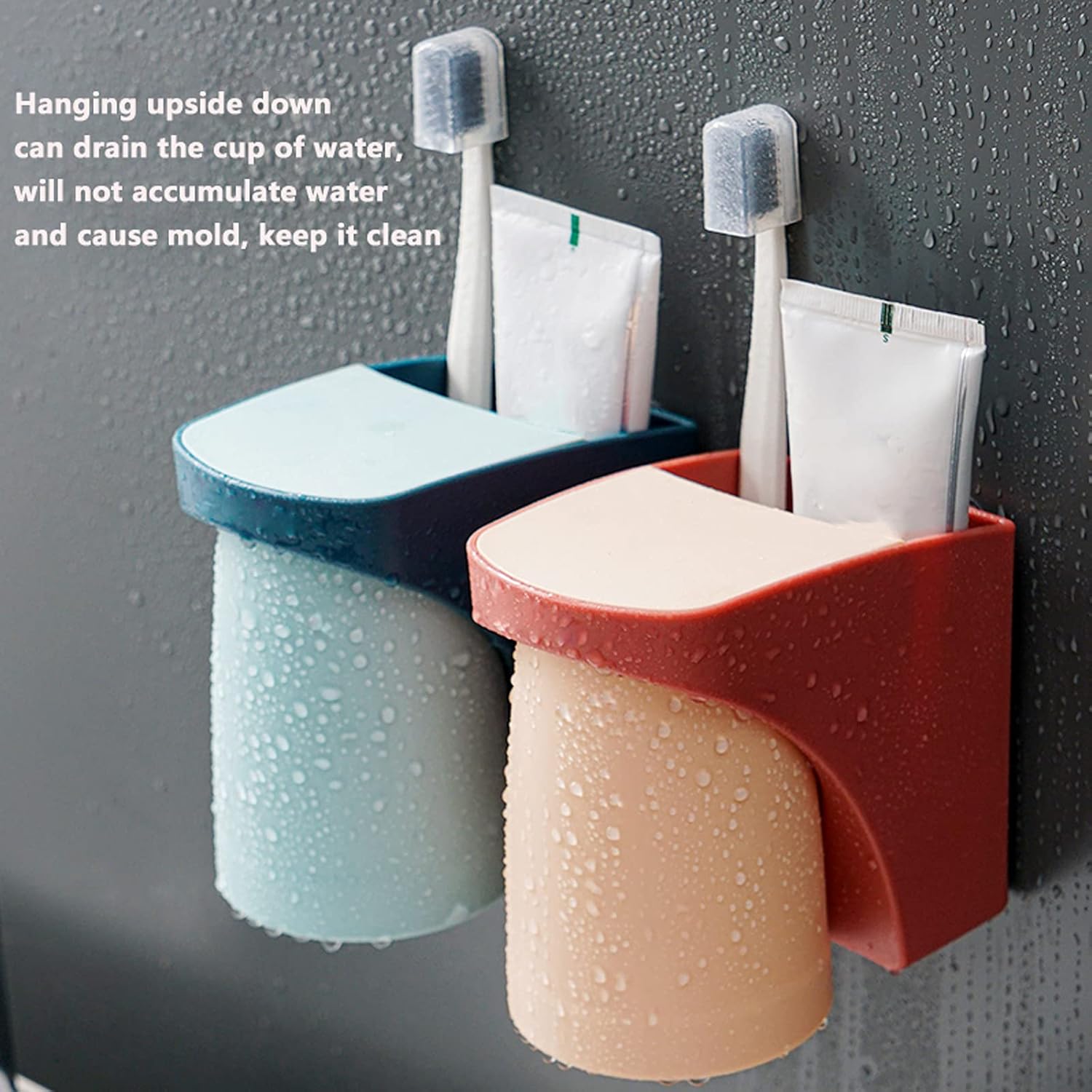 Kitcheniva Wall Mounted Toothbrush Holder & Magnetic Cup