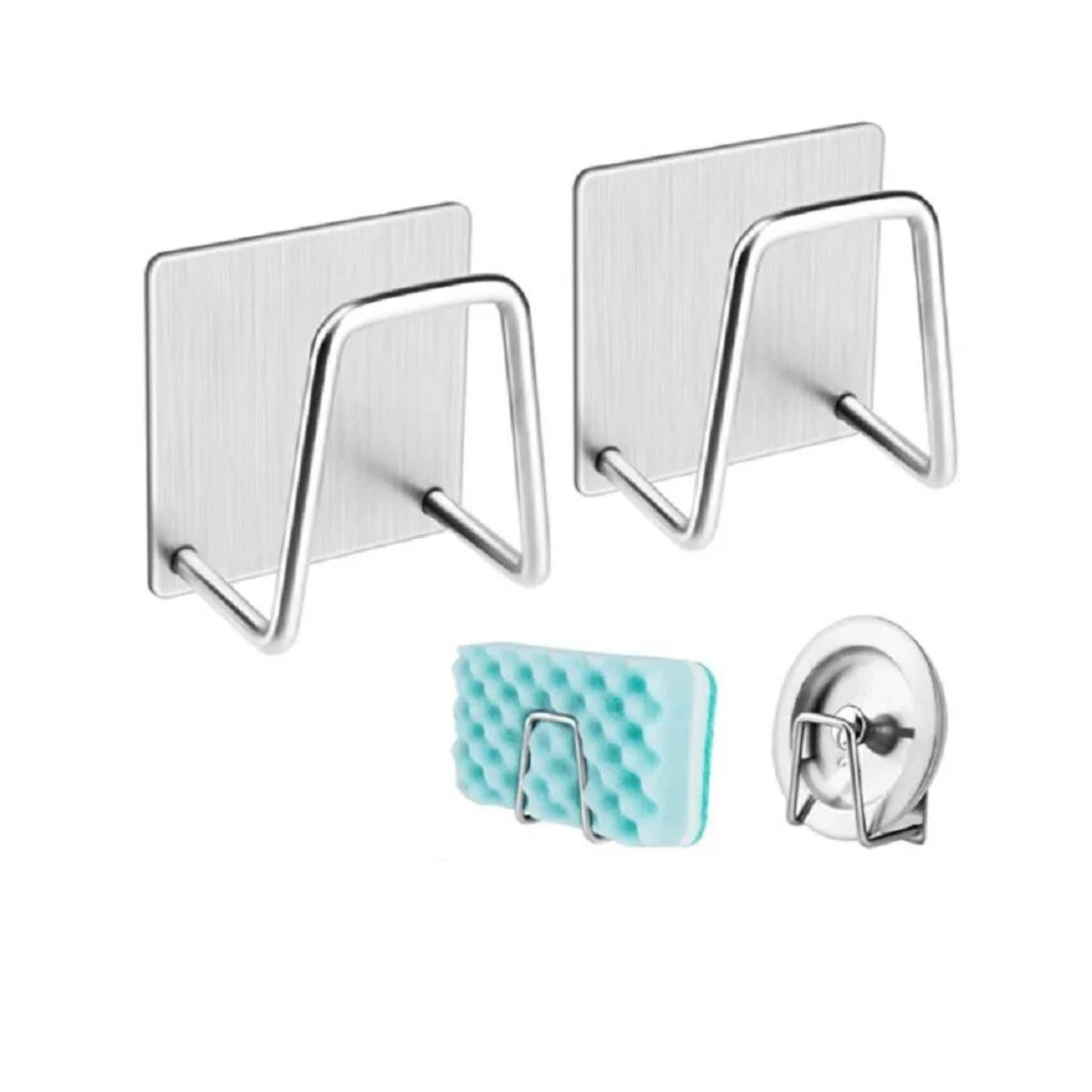 Kitcheniva Stainless Steel Adhesive Sponge Holder 4 Pcs