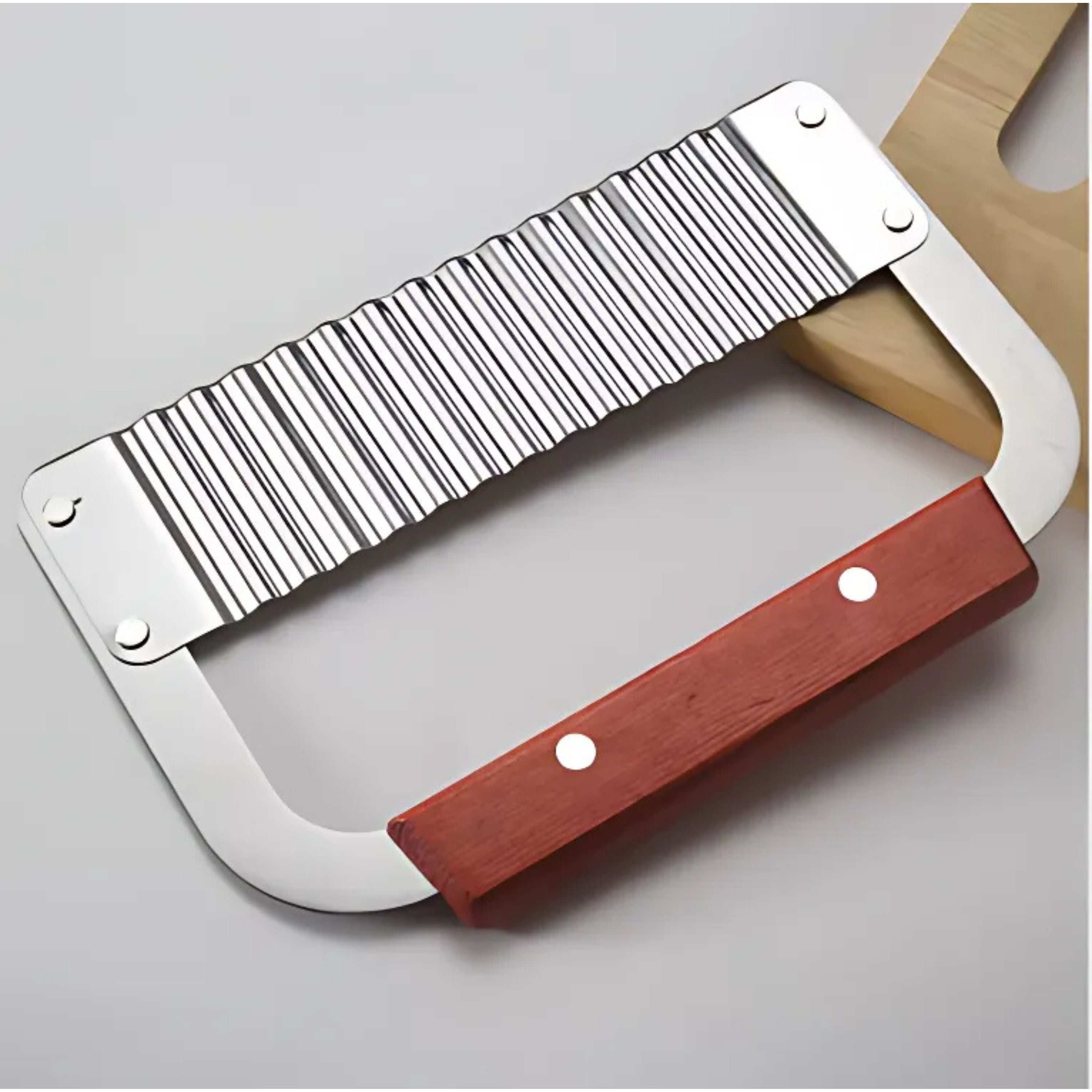 Kitcheniva Stainless Steel Wavy Crinkle Cutter Slicer with Wooden Handle