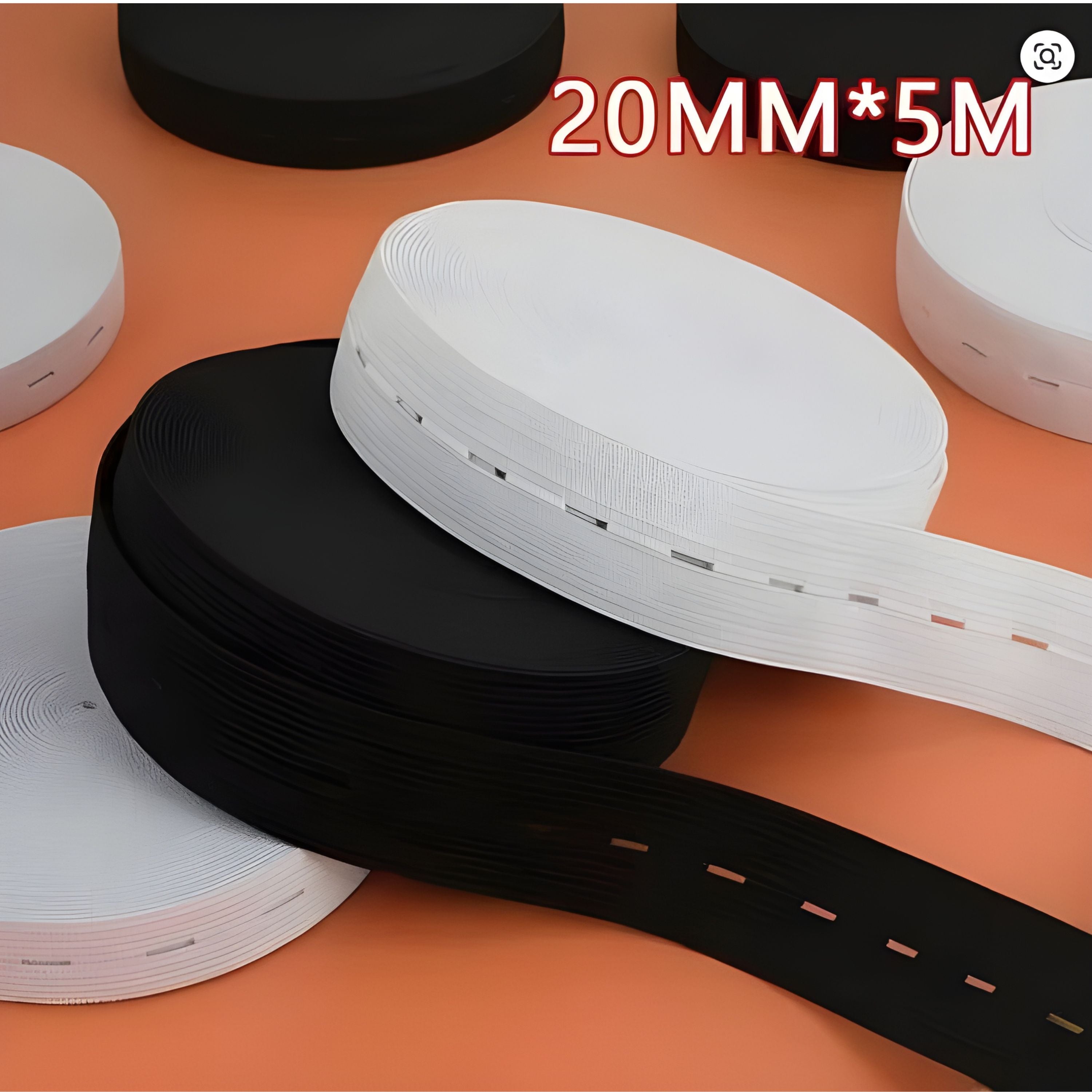 Kitcheniva Button Hole Elastic Belt – 5m Braided Elastic Stretch Belt for DIY Sewing, Crafts, and Clothing