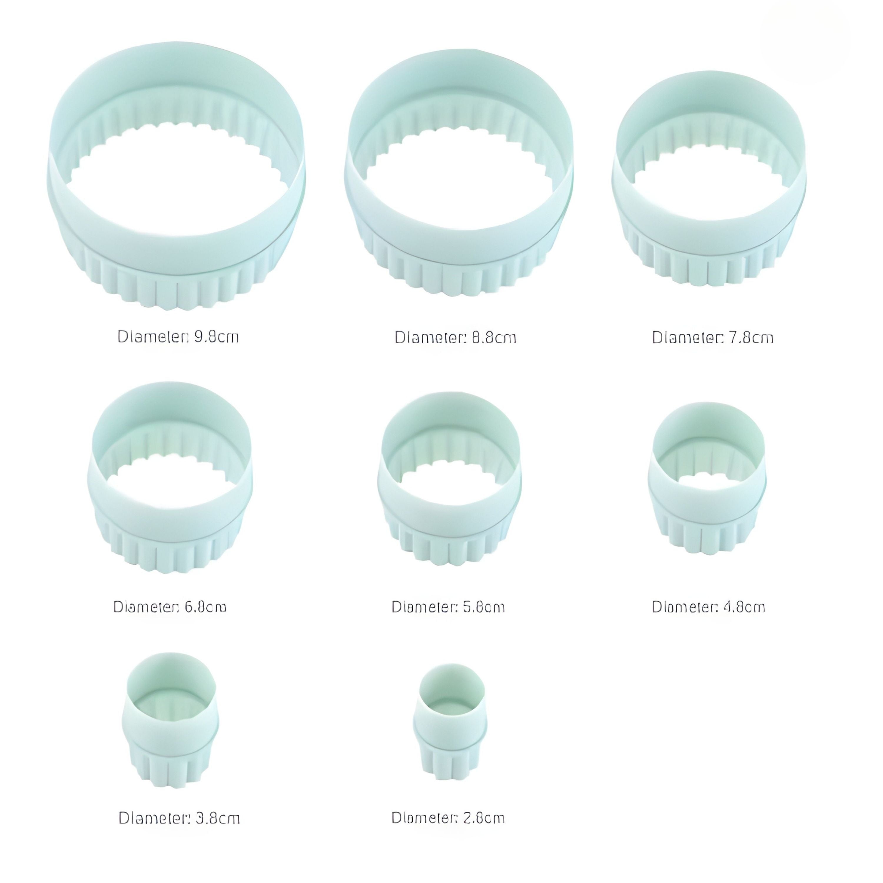 Kitcheniva Plastic Cookie Cutter Set – Light Green Double-Sided Wave Edge Baking Tools 8 Pcs