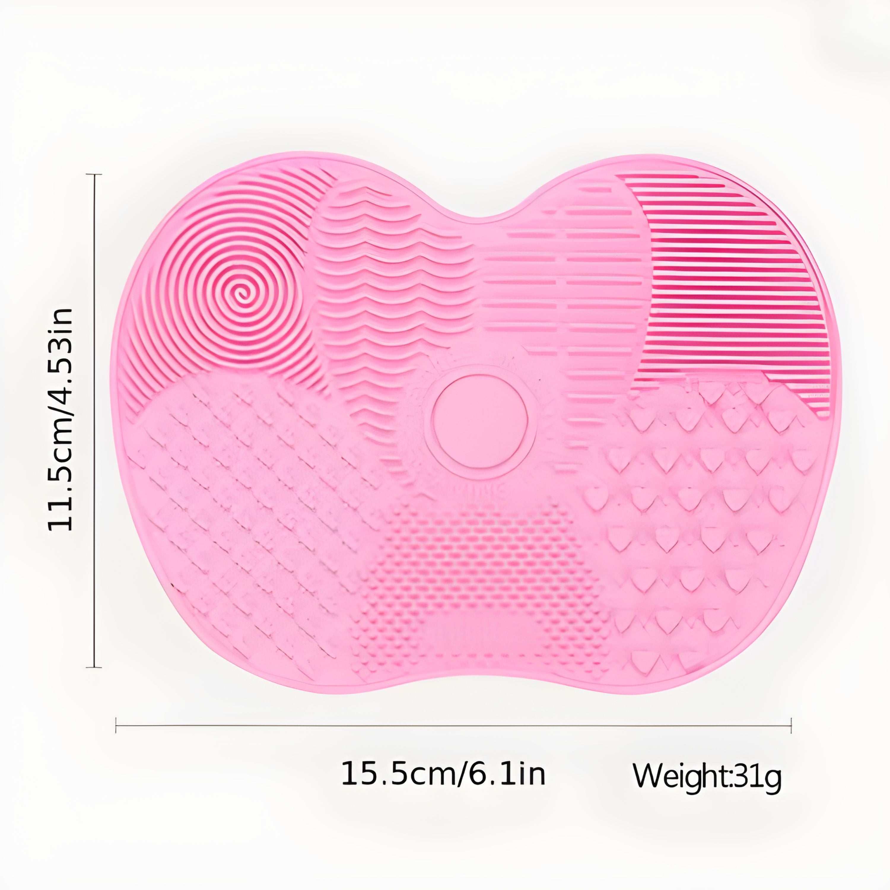 Apple Shape Makeup Brush Cleaning Mat Pad with Suction Cups Pink 1 Pc