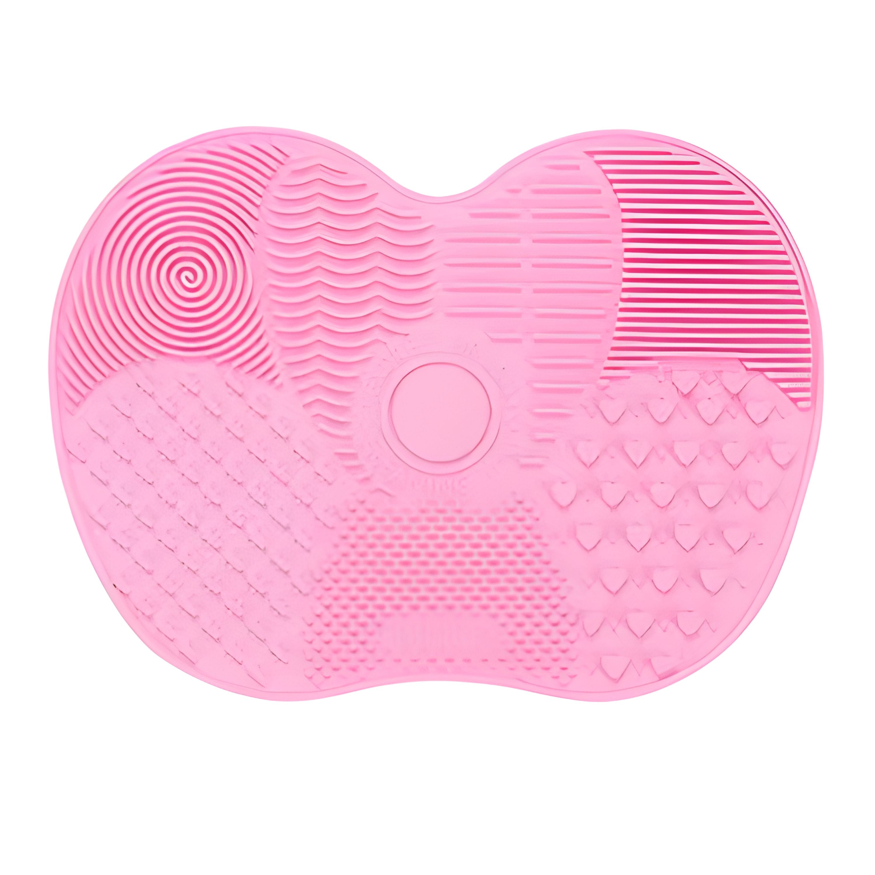 Apple Shape Makeup Brush Cleaning Mat Pad with Suction Cups Pink 1 Pc