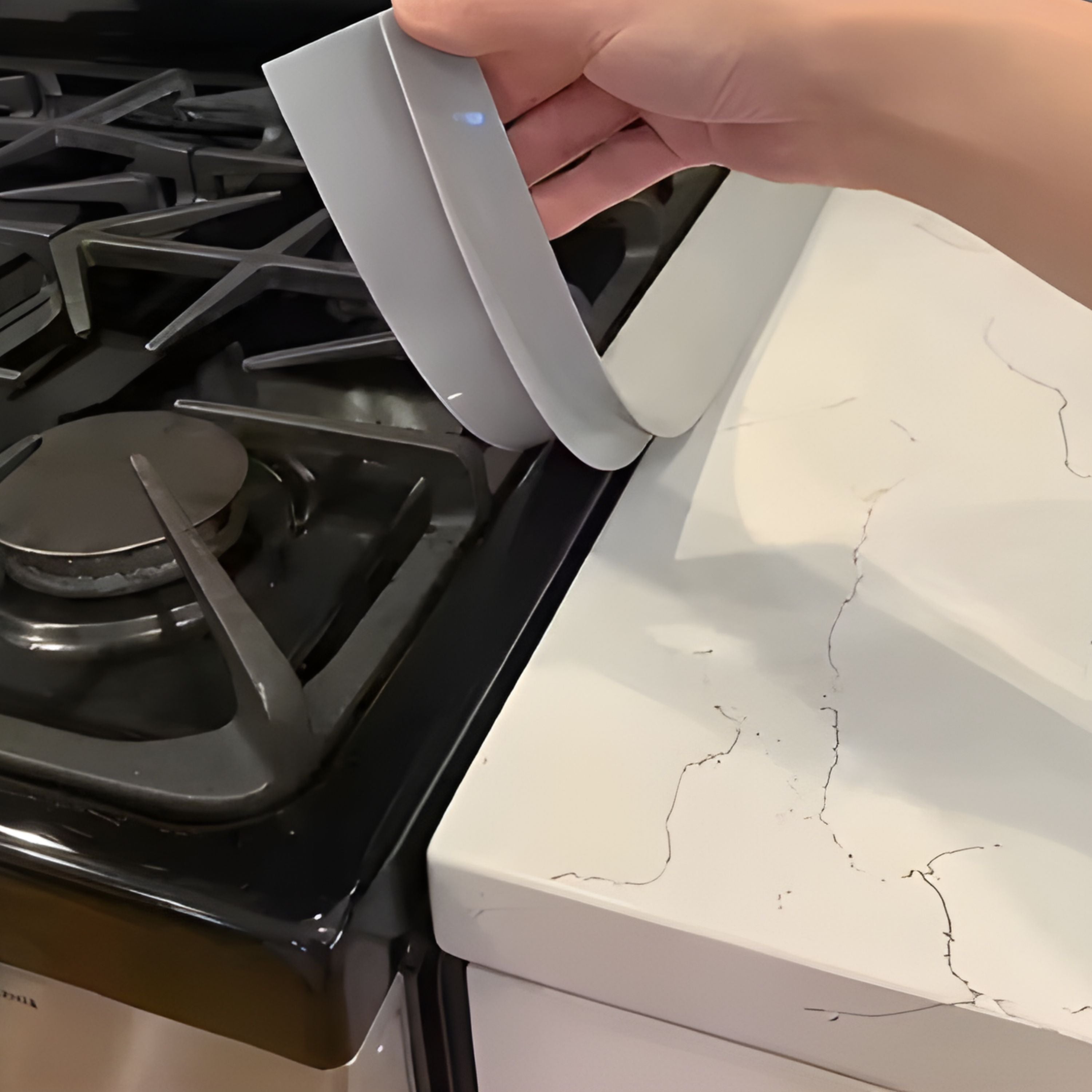 Silicon Gap Sealing Strip for Kitchen Stove 2 Pcs White