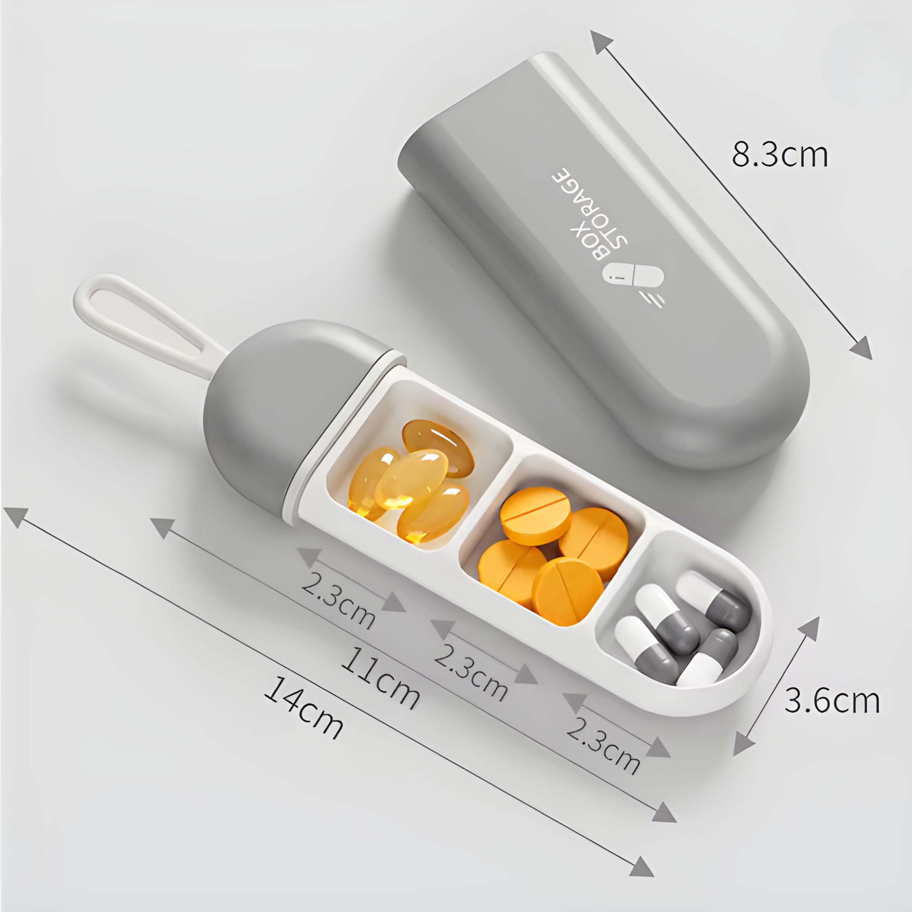 Portable Small Pill Box 3 Compartments - For Medication and Vitamins
