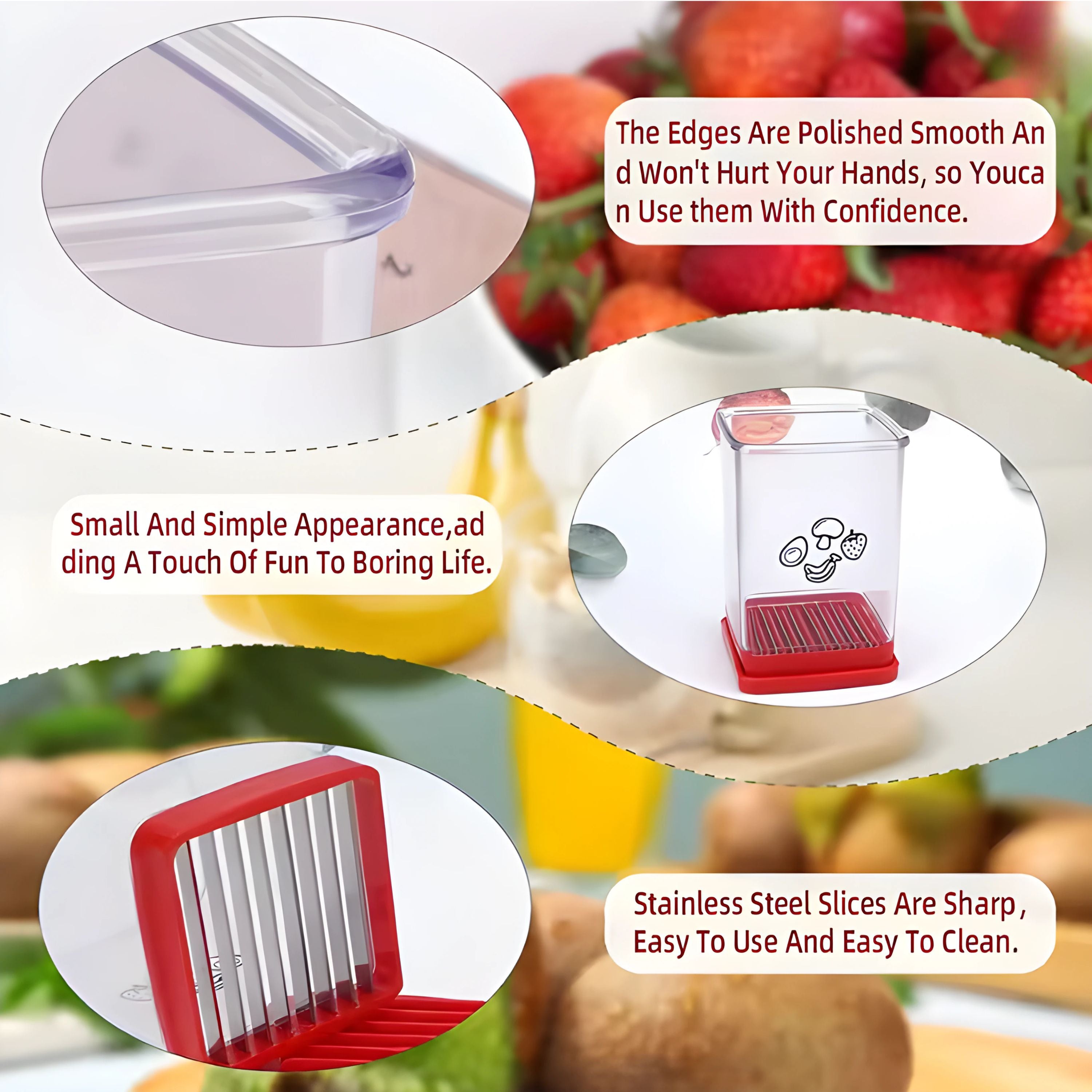 Small Slicer for Fruit Vegetables Eggs with Brush