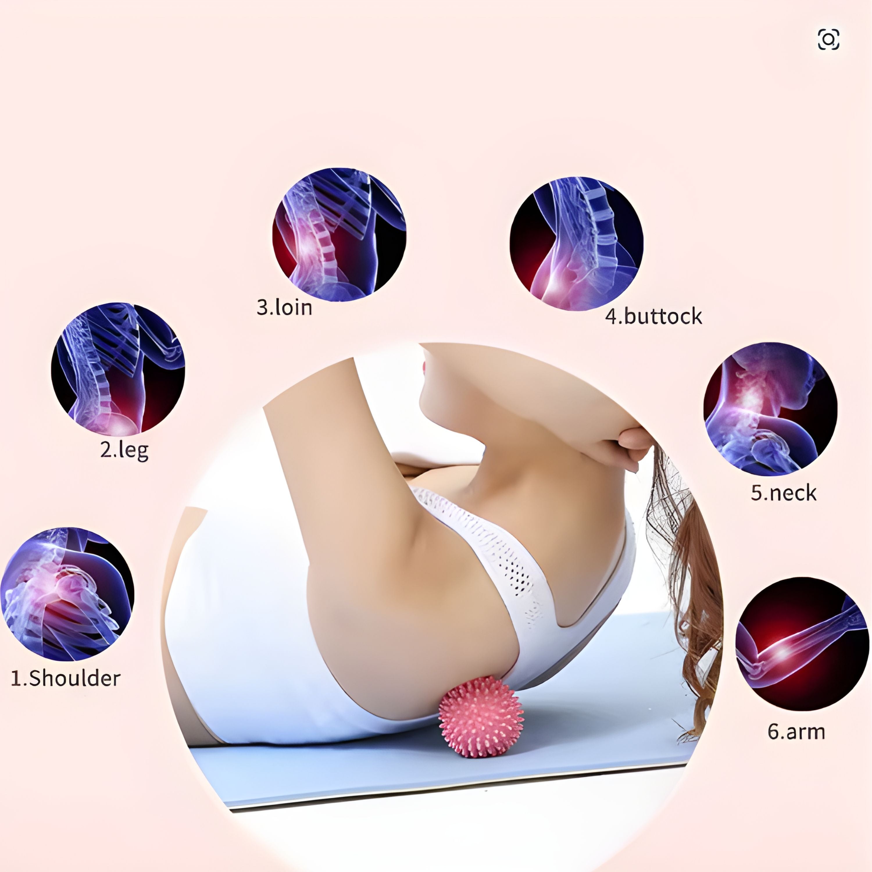 Round Massage Fascia Ball for Sore Muscles, Back Pain, Foot Pain, and Shoulder Relief, Pink, 2 Pcs
