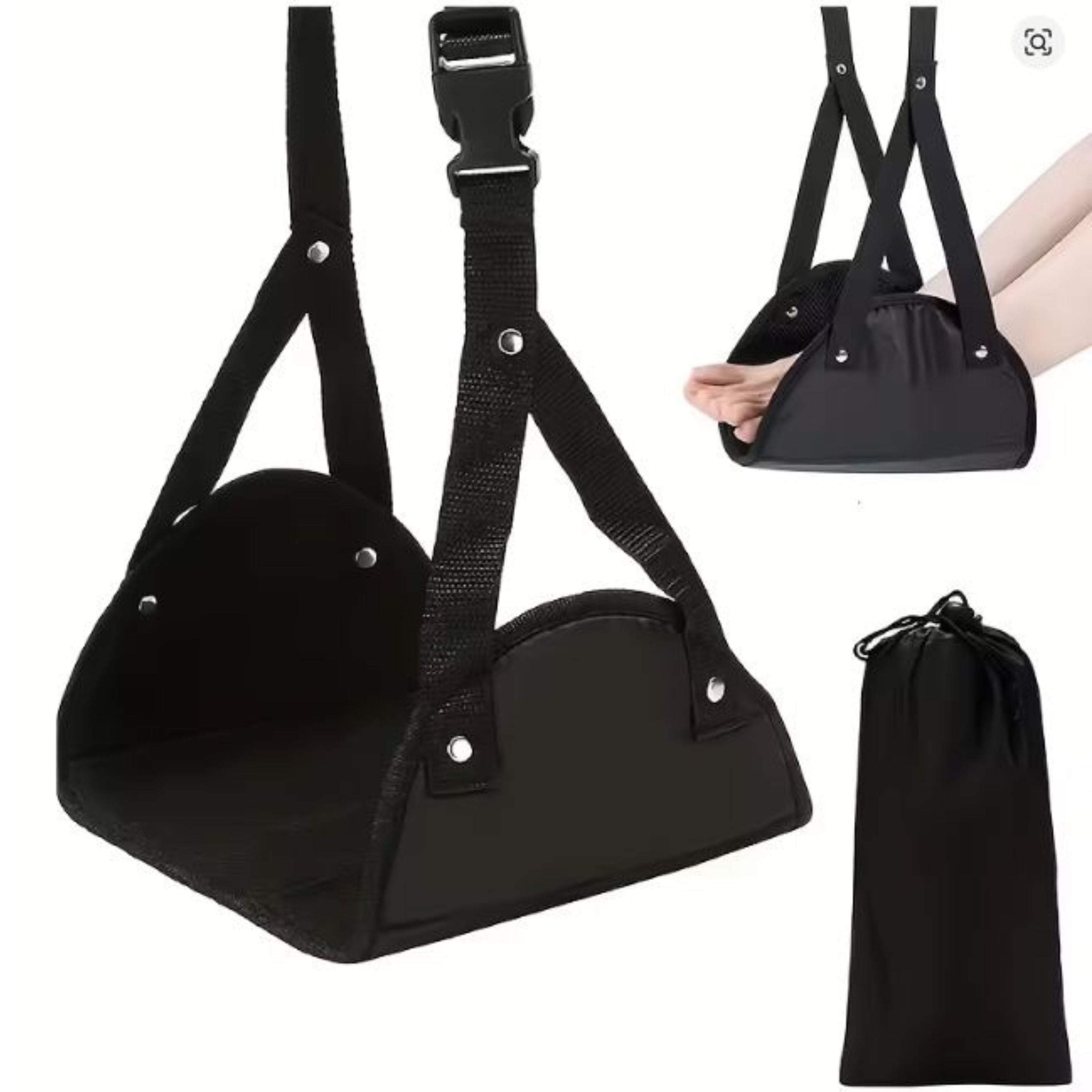 Portable Hammock Footrest for Airplanes and Desks
