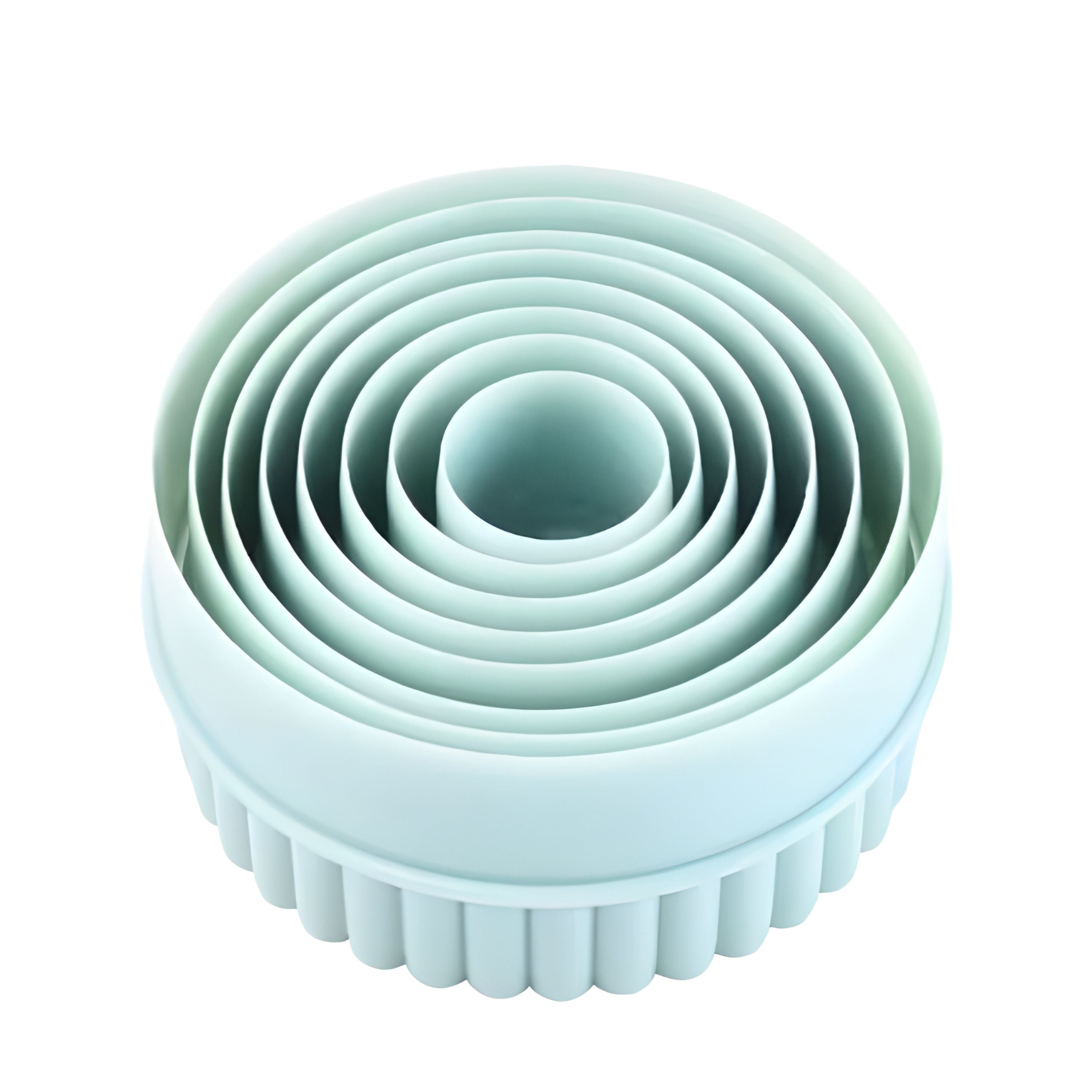 Kitcheniva Plastic Cookie Cutter Set – Light Green Double-Sided Wave Edge Baking Tools 8 Pcs