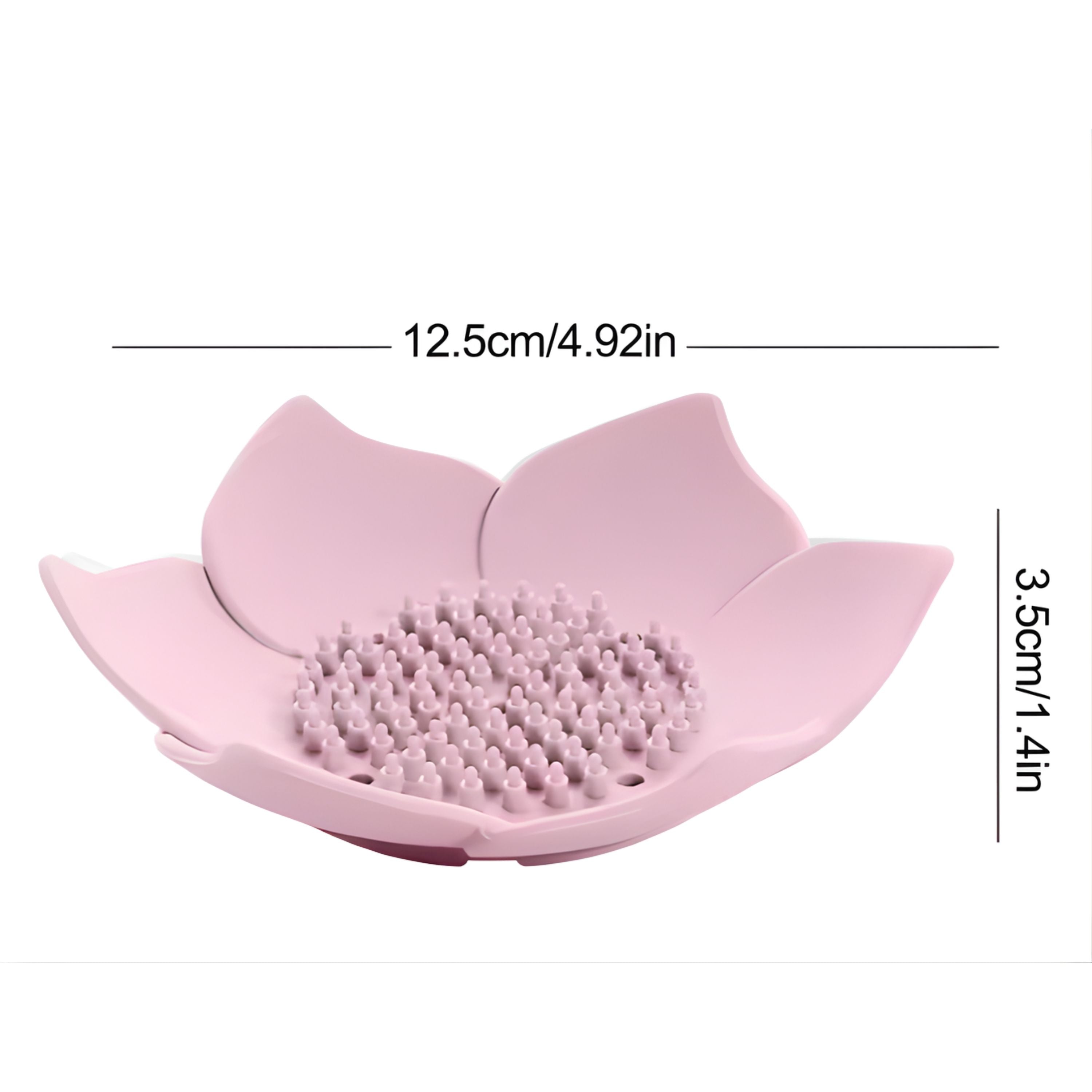 Kitcheniva Silicone Self-Draining Flower Soap Dish 2 Pcs, Pink