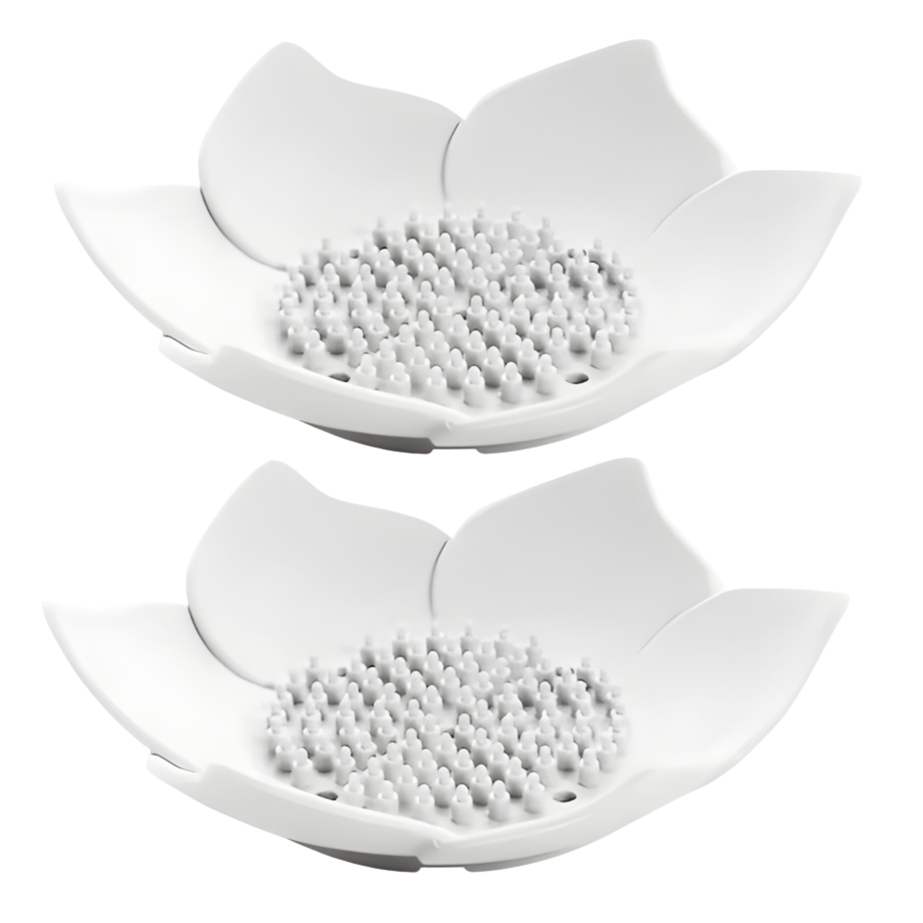 Kitcheniva Silicone Self-Draining Flower Soap Dish 2 Pcs, White