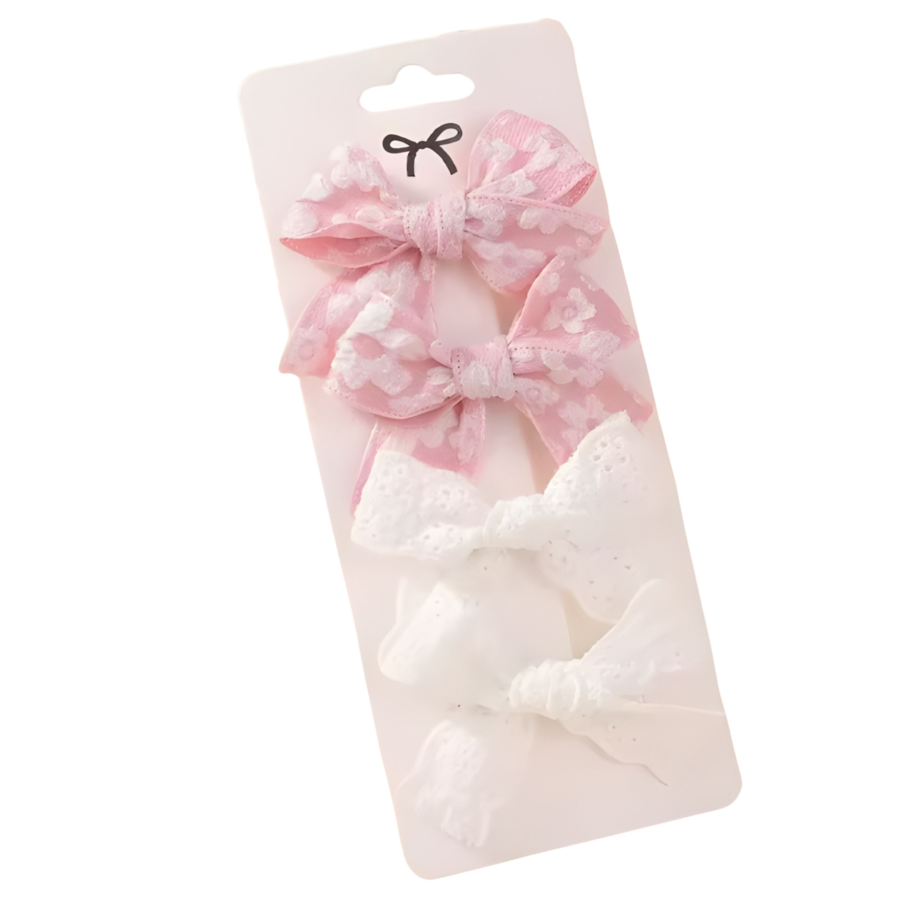 Kitcheniva Children's Bow Hair Clips 4 Pcs - Pink & White
