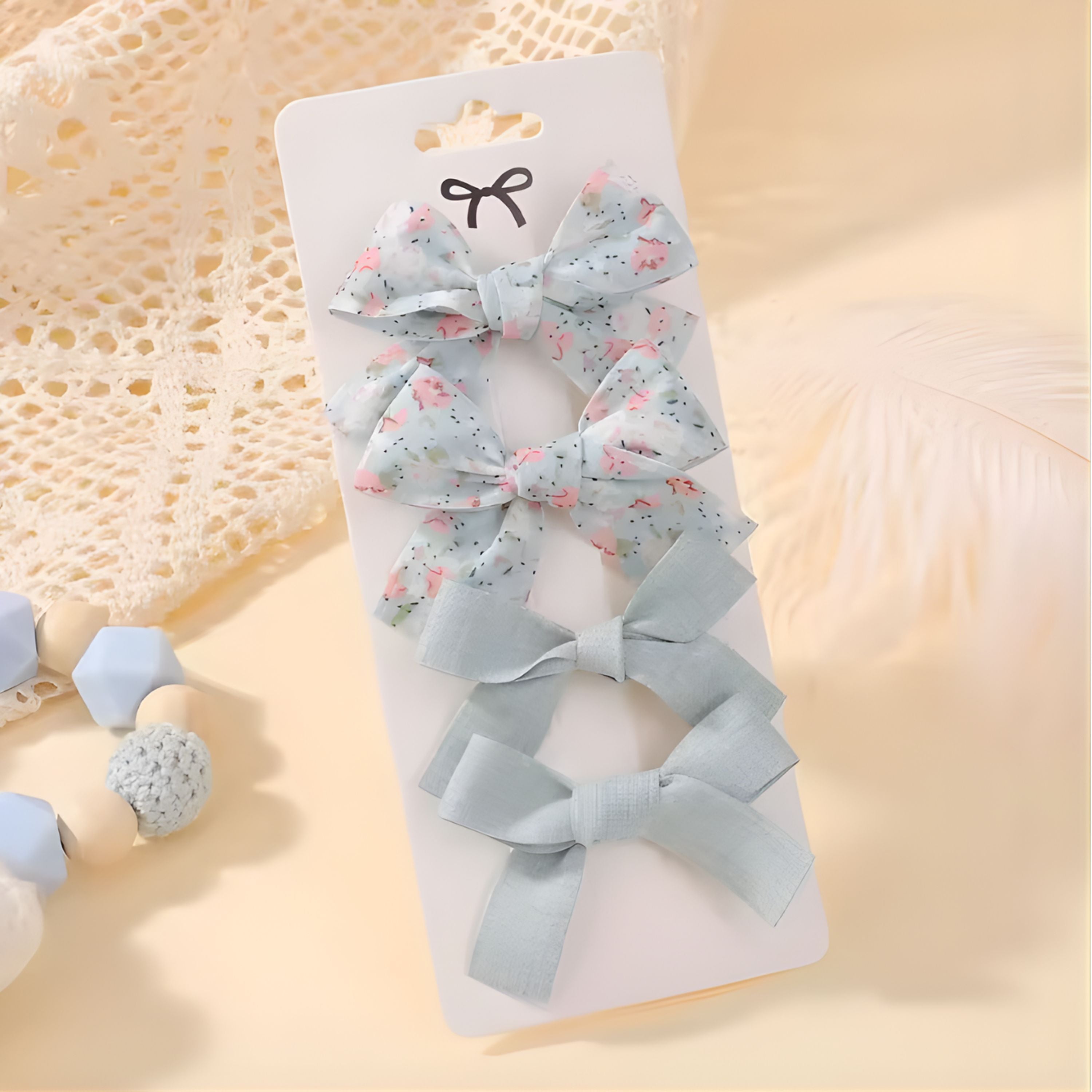 Kitcheniva Children's Bow Hair Clips 4 Pcs - Pastel Green