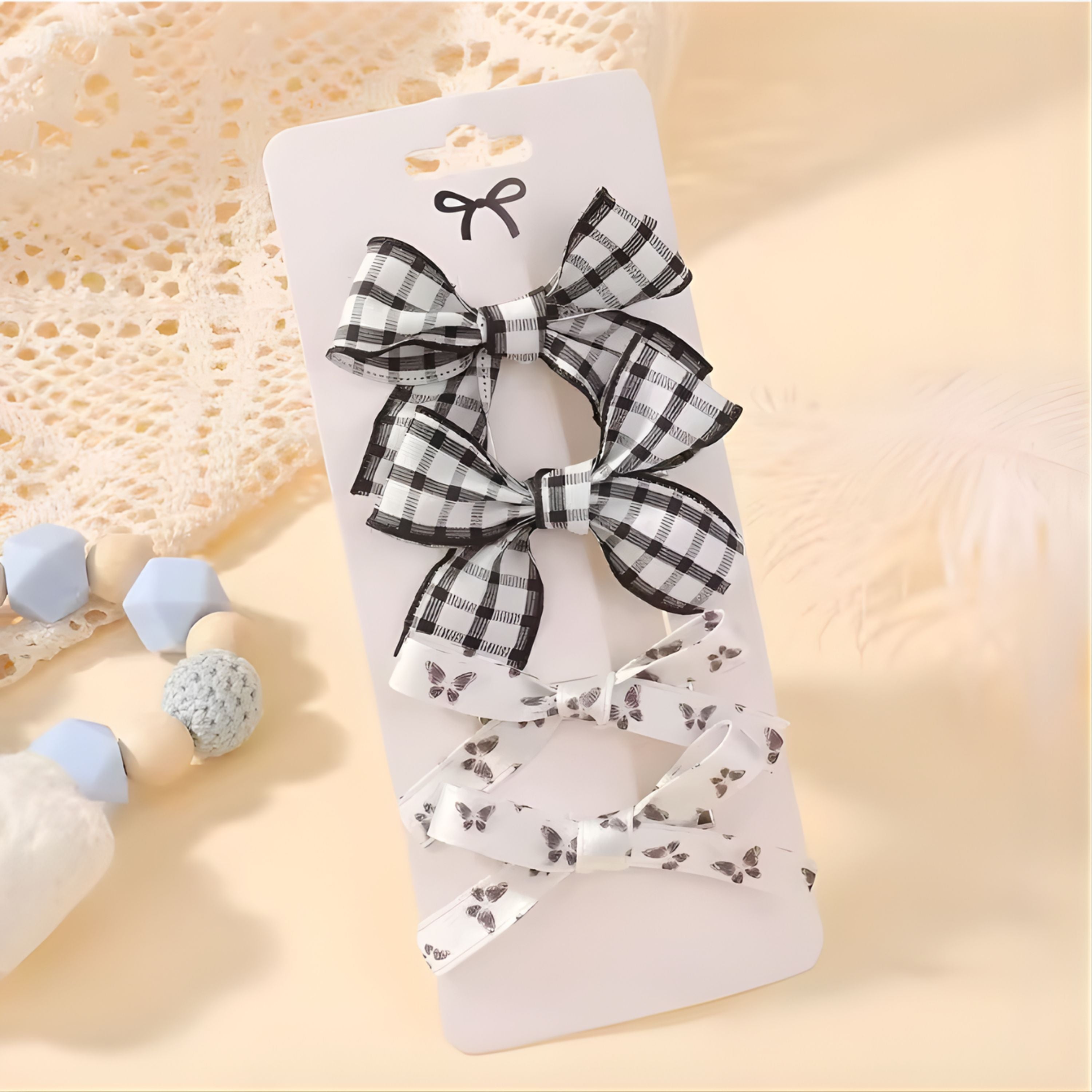 Kitcheniva Children's Bow Hair Clips 4 Pcs - Plaid & Butterfly Design