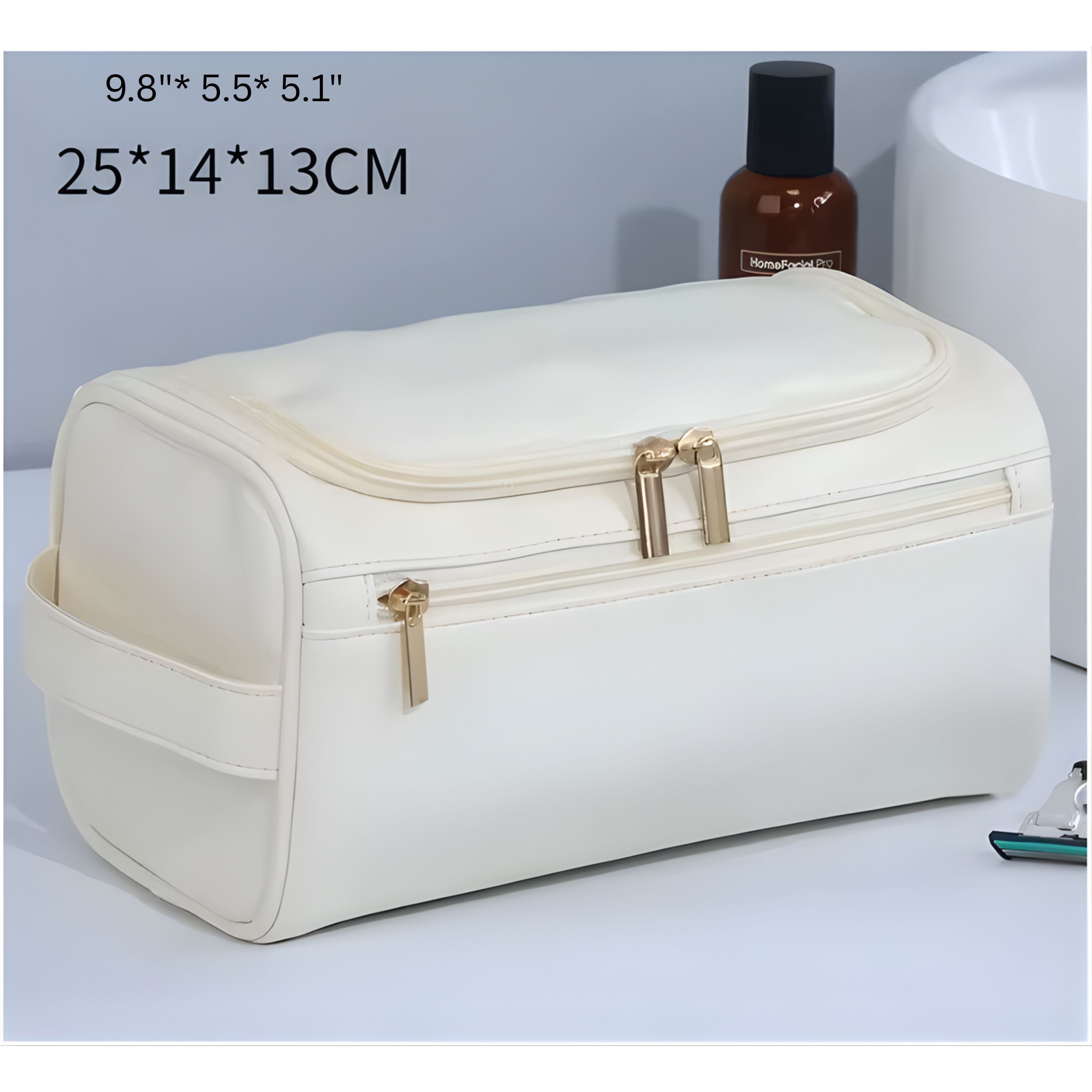 Kitcheniva PU Leather Makeup & Toiletry Organizer Bag White