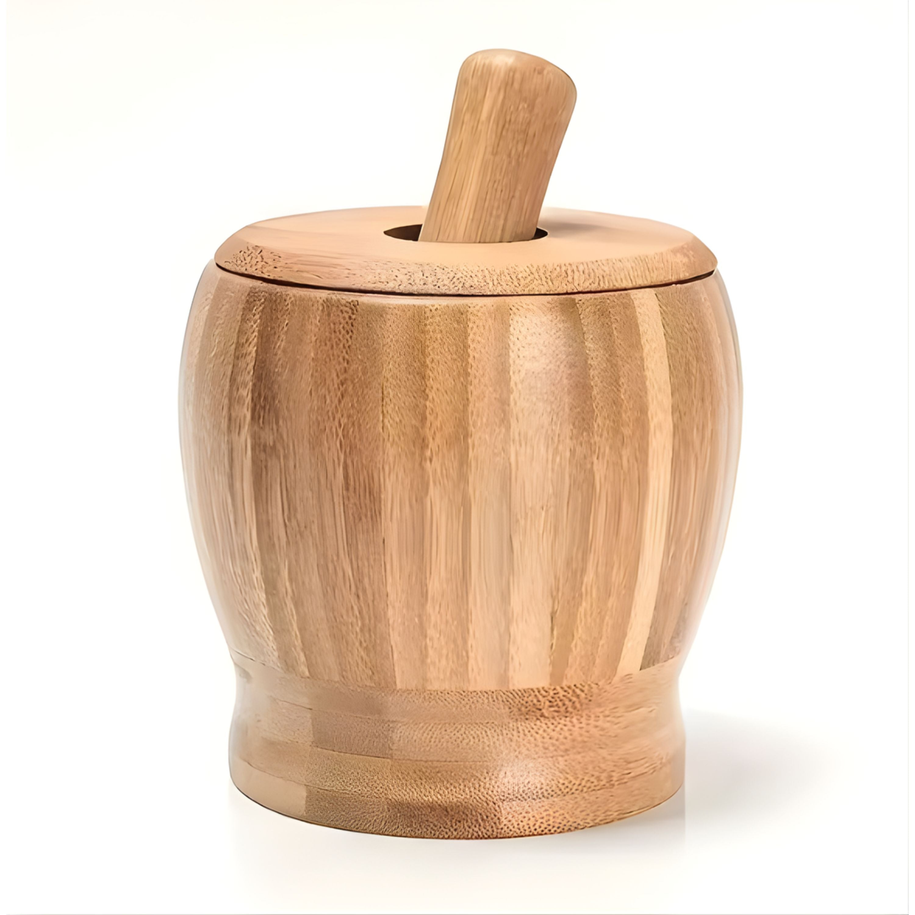 Kitcheniva Bamboo Mortar and Pestle Set with Lid
