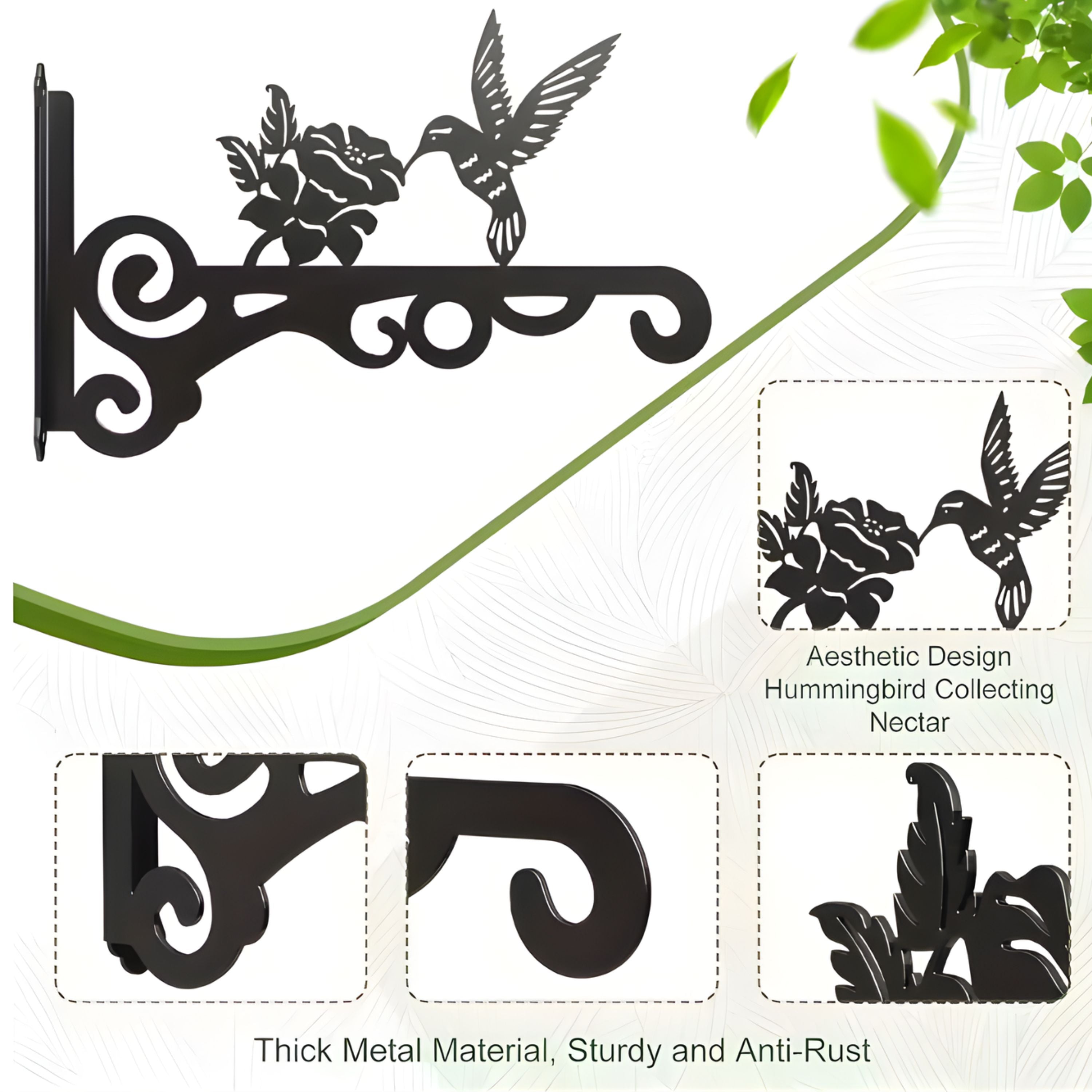 Kitcheniva 10 Inch Metal Plant Hangers 2 Pcs - Anti-Rust Plant Hanger