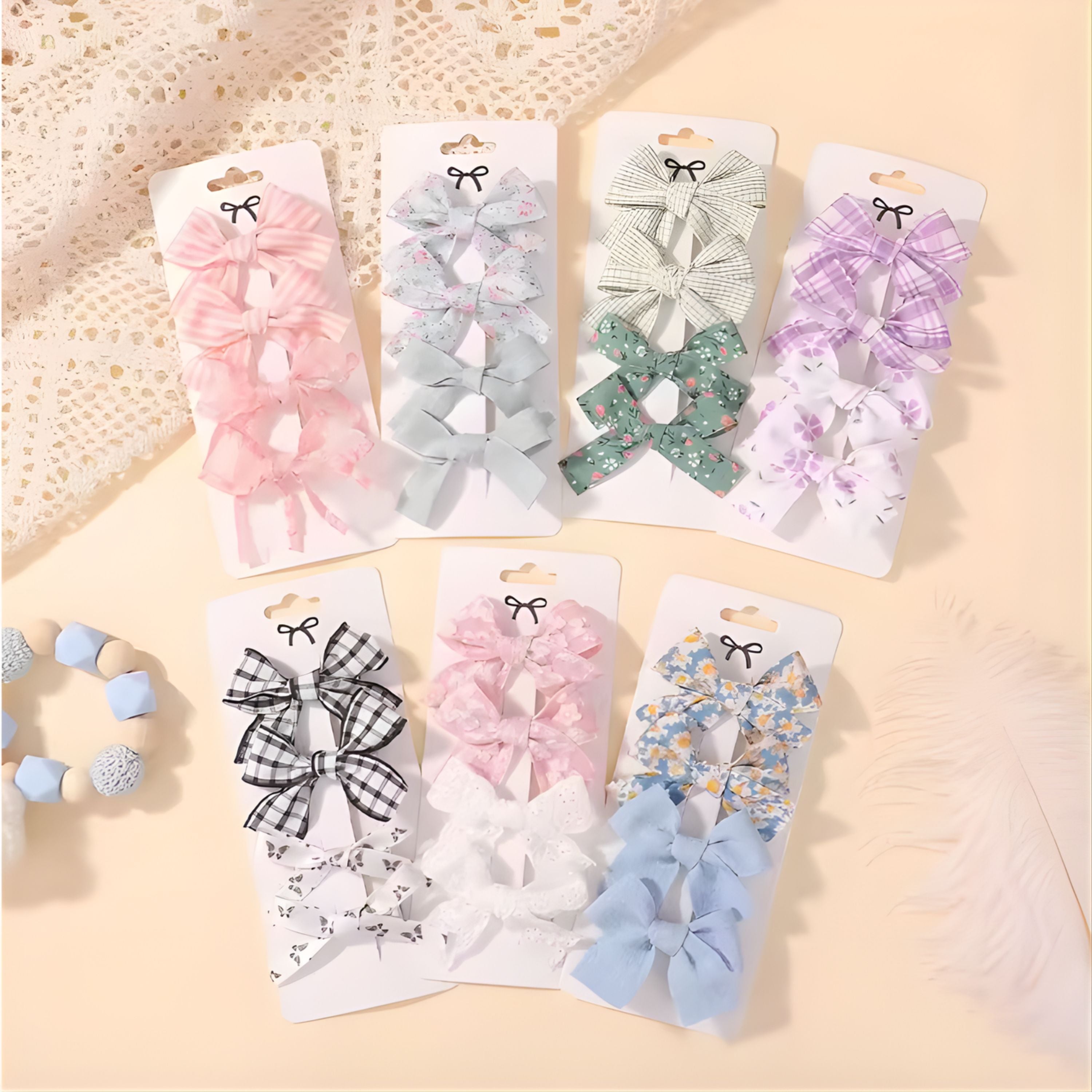 Kitcheniva Children's Bow Hair Clips 4 Pcs - Purple Plaid & Floral Design