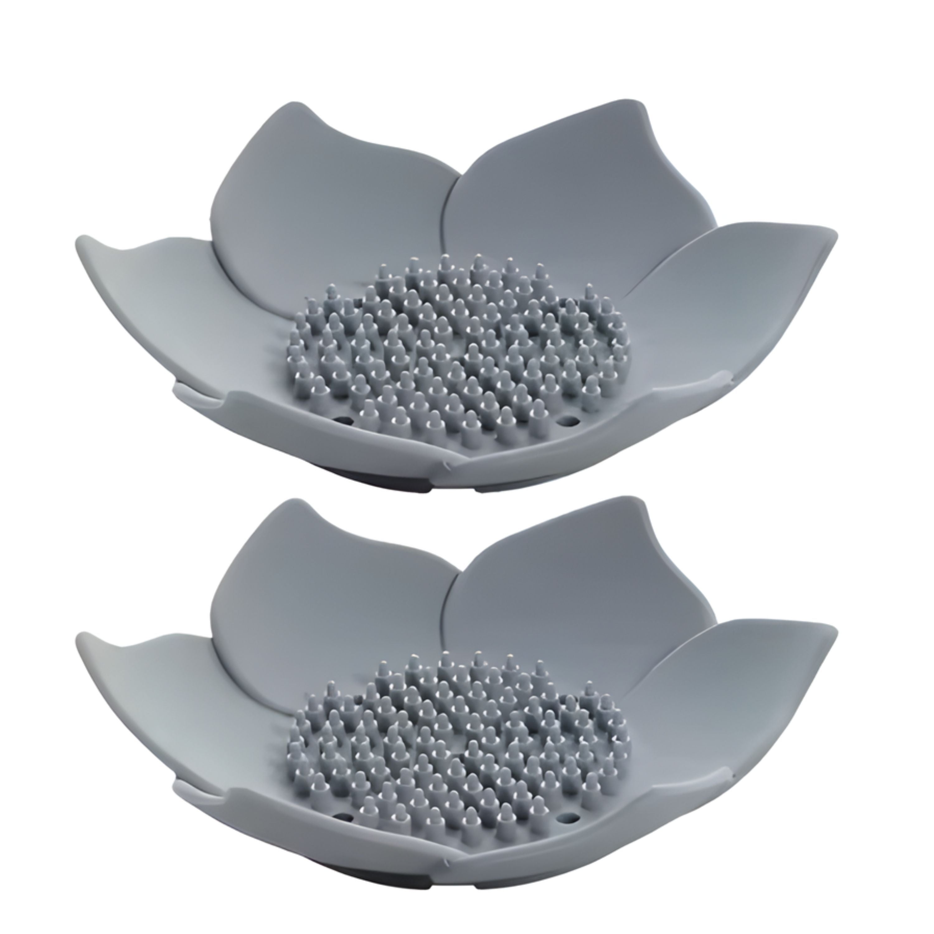 Kitcheniva Silicone Self-Draining Flower Soap Dish 2 Pcs, Gray