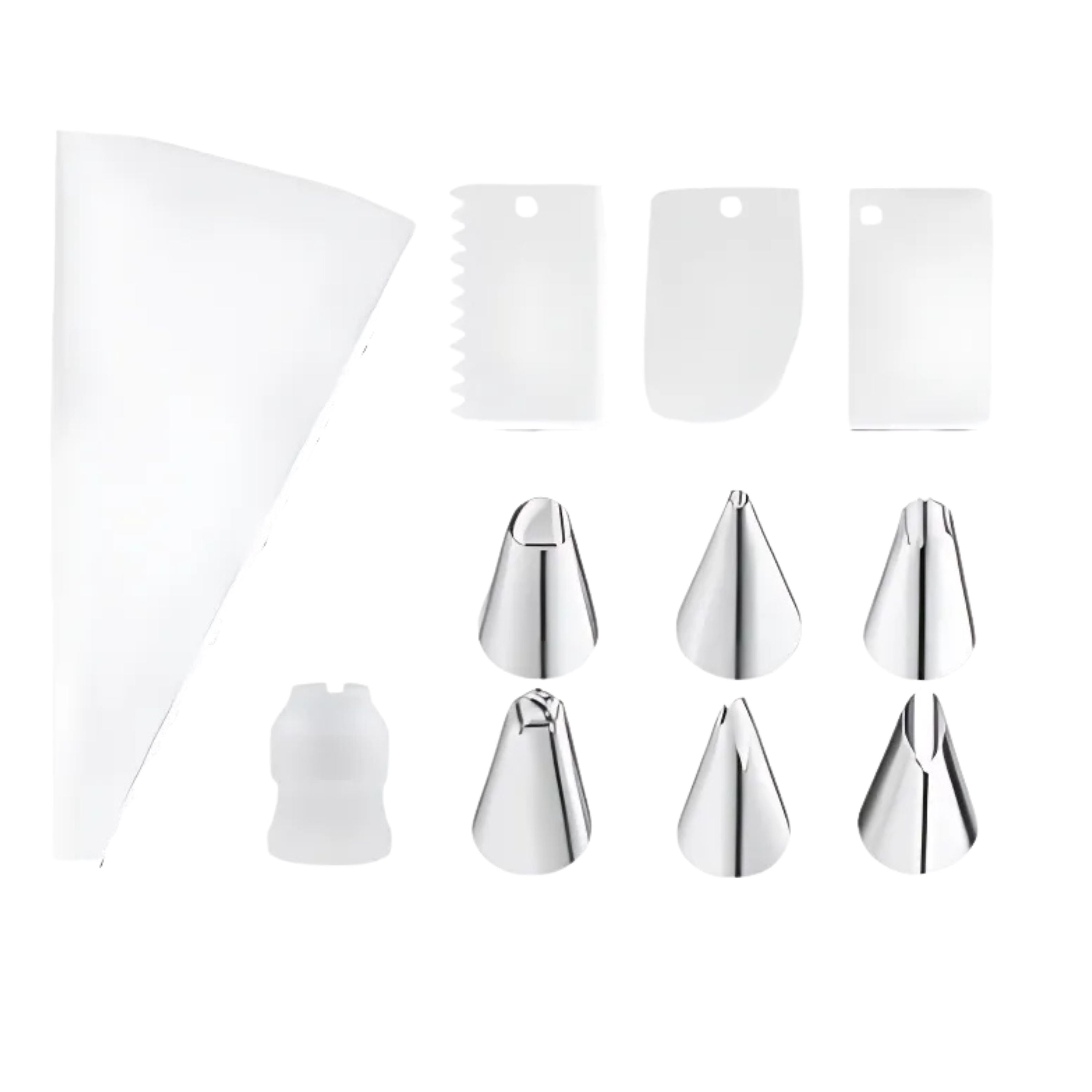 Kitcheniva Reusable Silicone Piping Bag with Accessories, 11 Pcs Set, White
