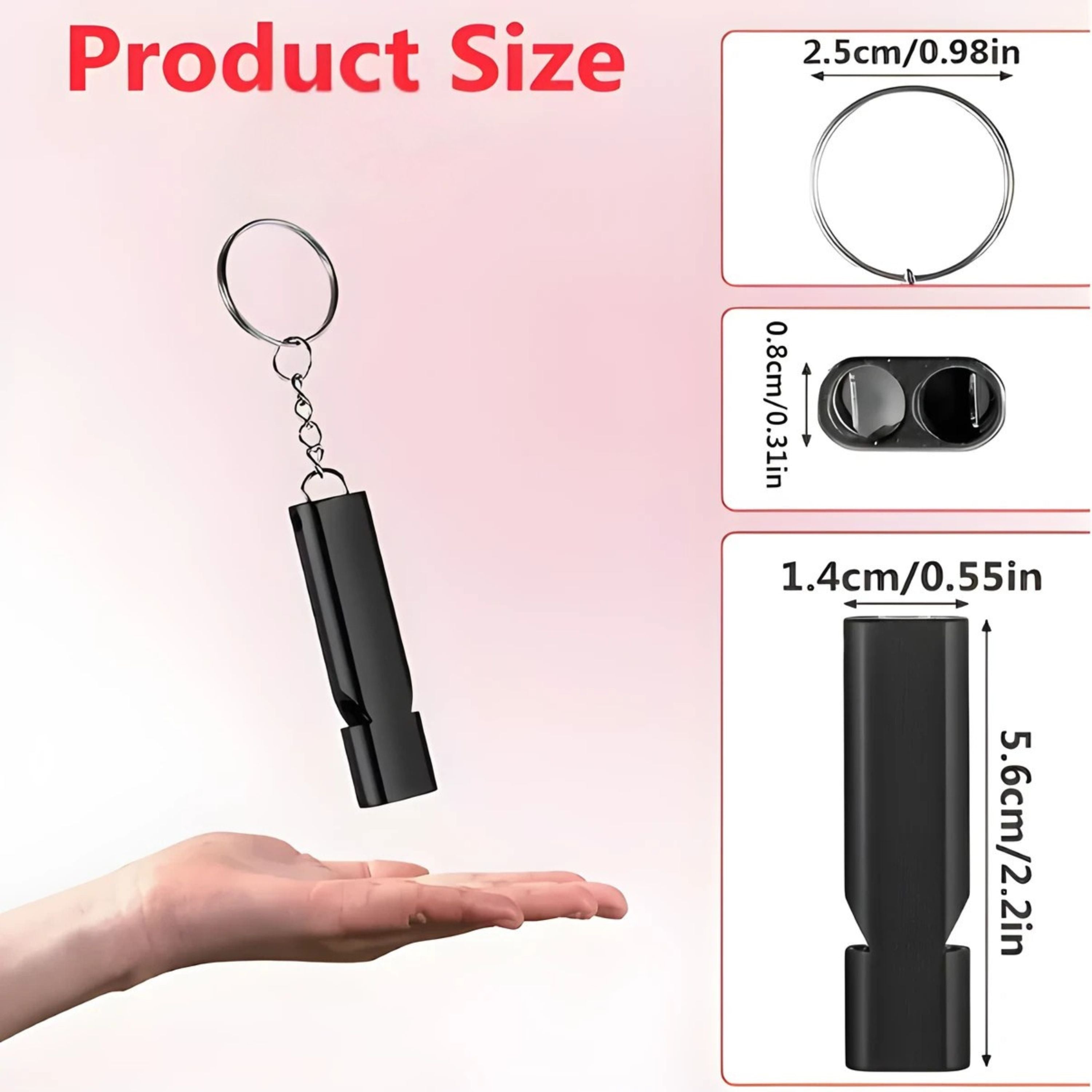 Kitcheniva Emergency Whistle 120 dB, 2 Pcs, Black