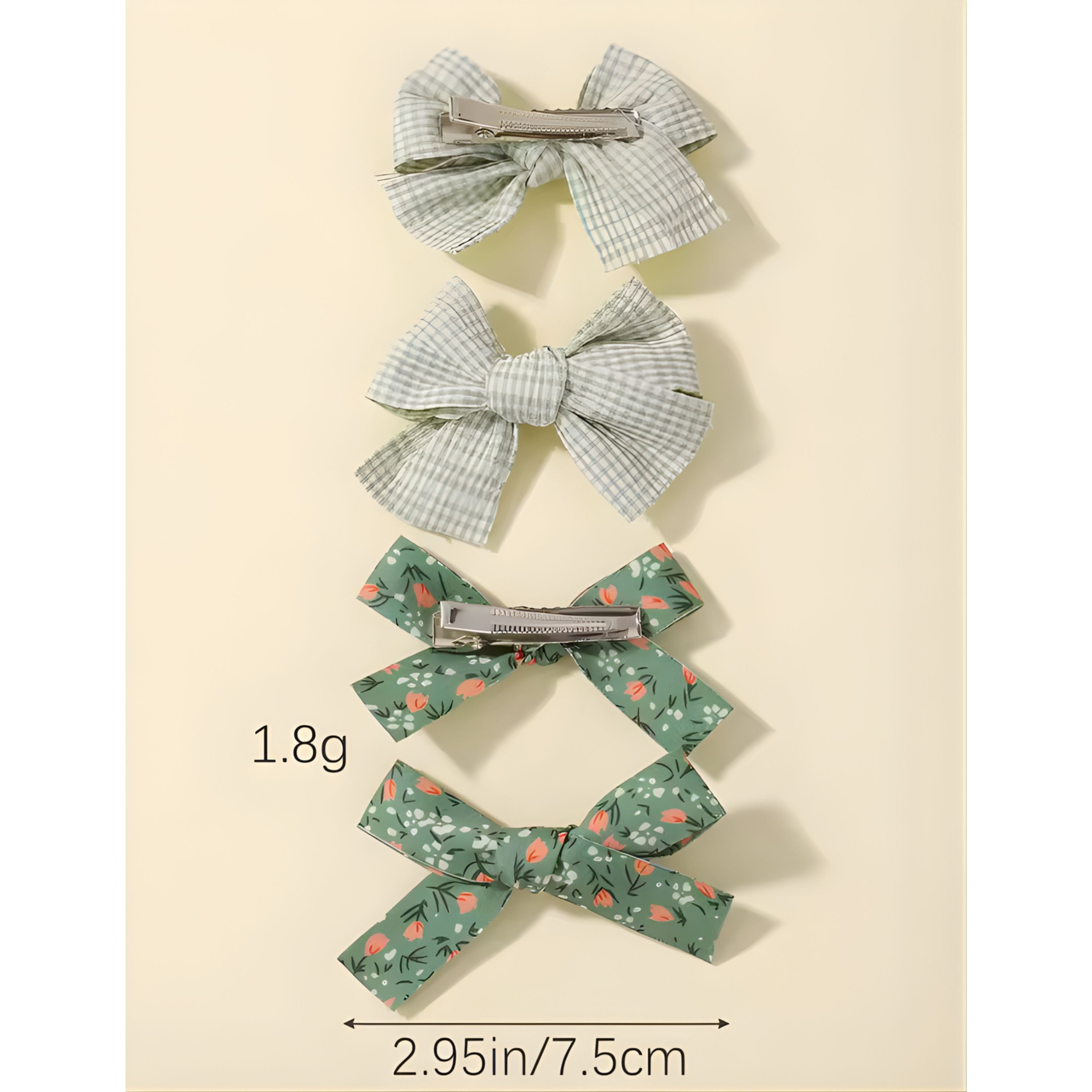 Kitcheniva Children's Bow Hair Clips 4 Pcs - Striped & Floral Design