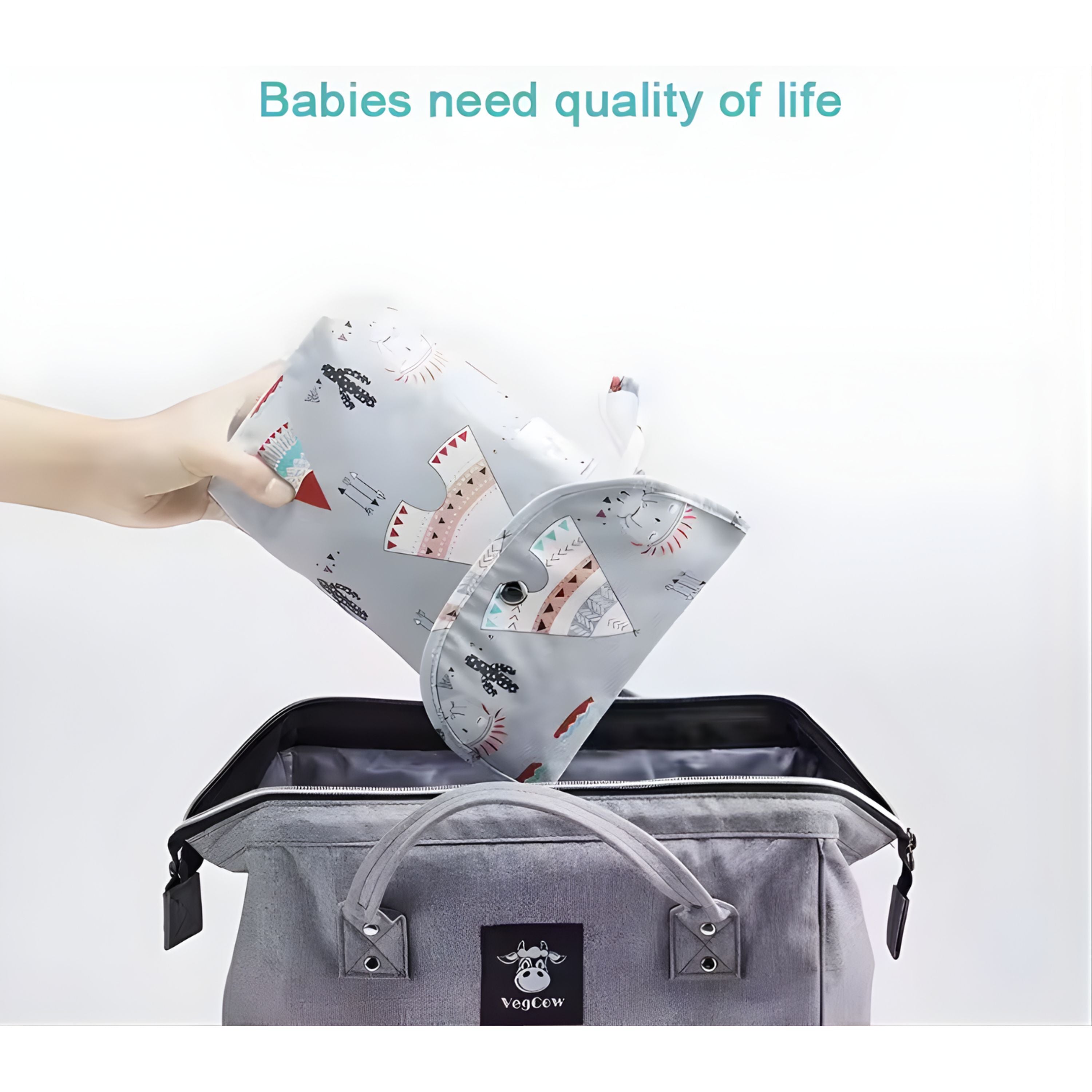 Kitcheniva Small Waterproof Baby Diaper Storage Bag, Cartoon Design