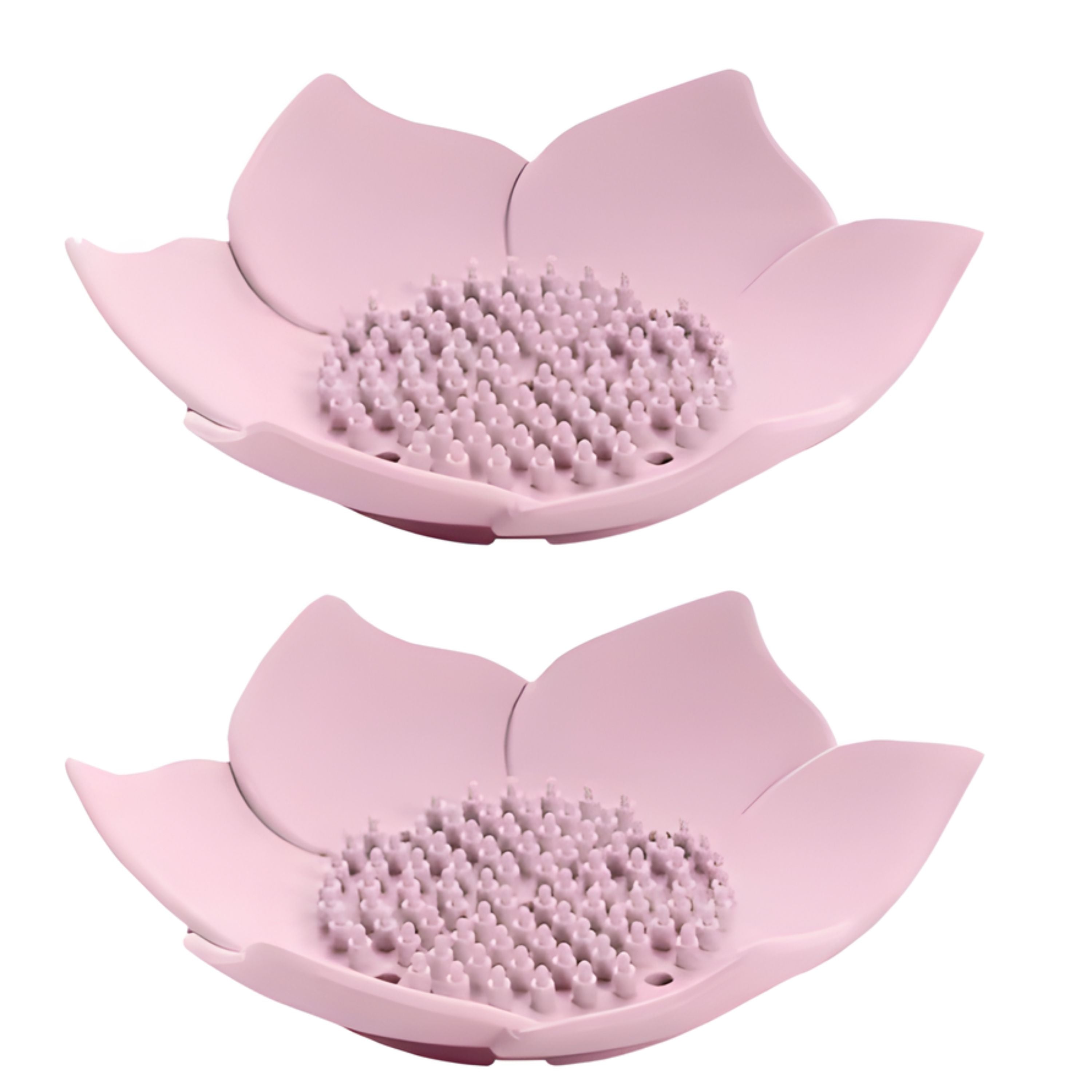 Kitcheniva Silicone Self-Draining Flower Soap Dish 2 Pcs, Pink