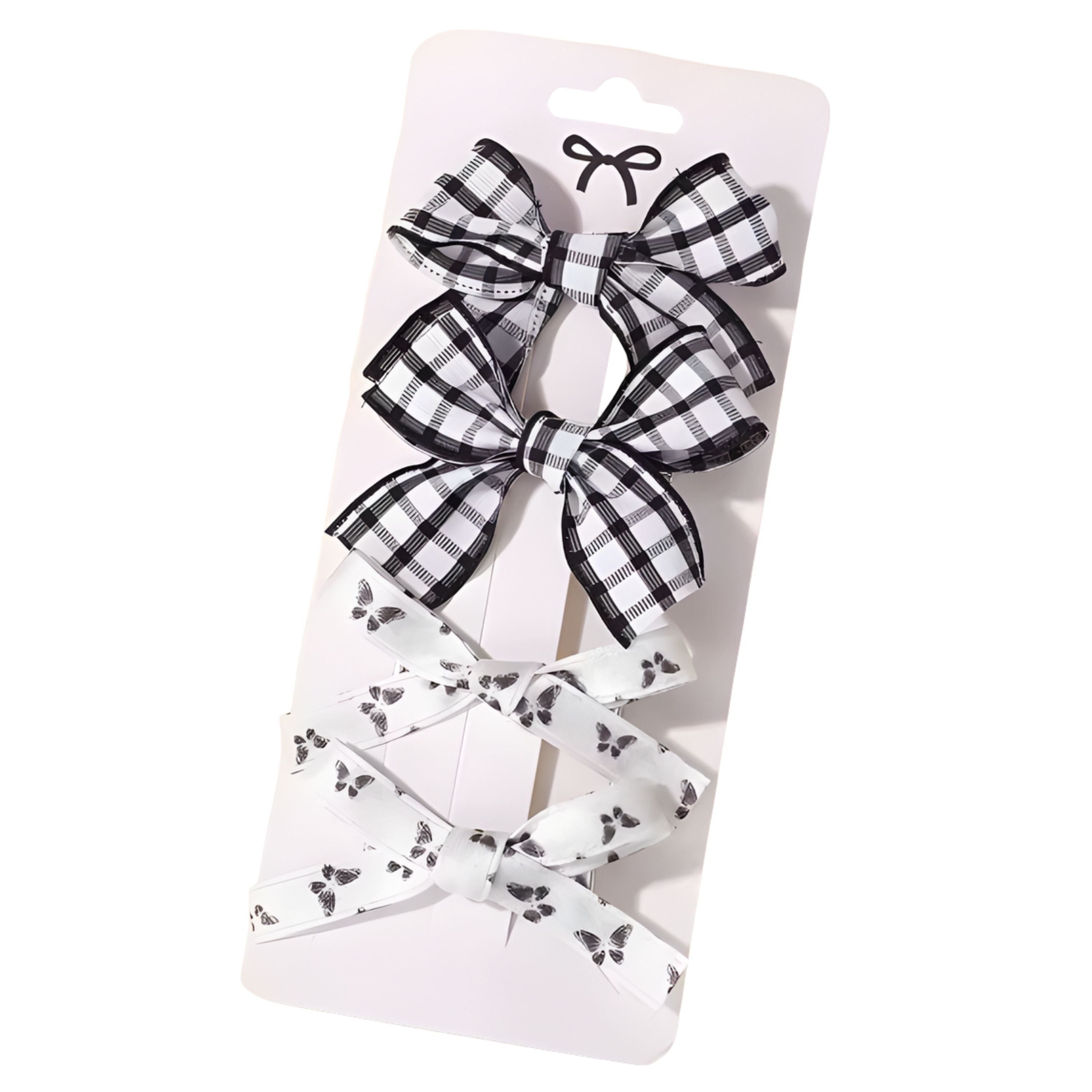 Kitcheniva Children's Bow Hair Clips 4 Pcs - Plaid & Butterfly Design