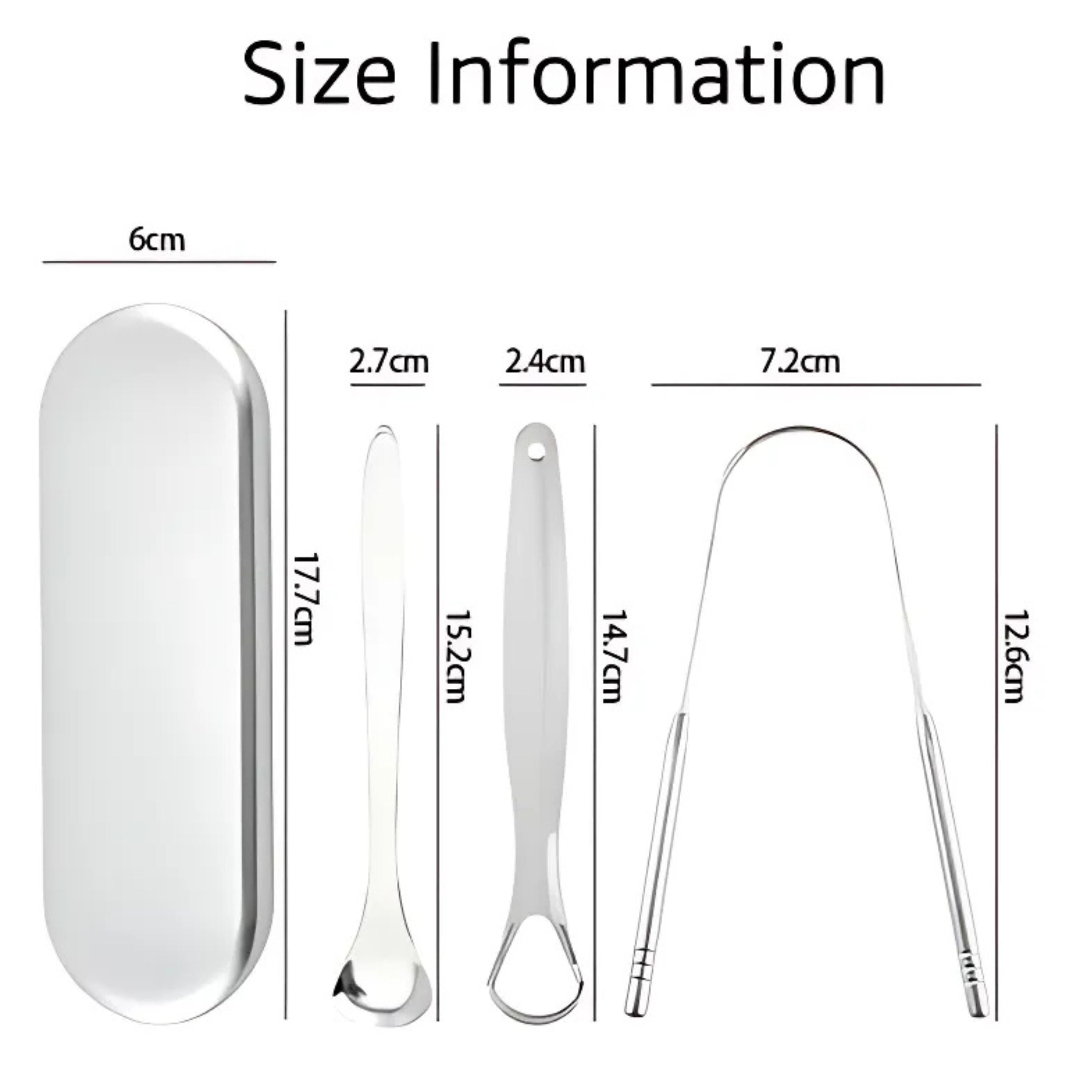 Kitcheniva Stainless Steel Tongue Scraper 3 Pcs Set with Storage Box