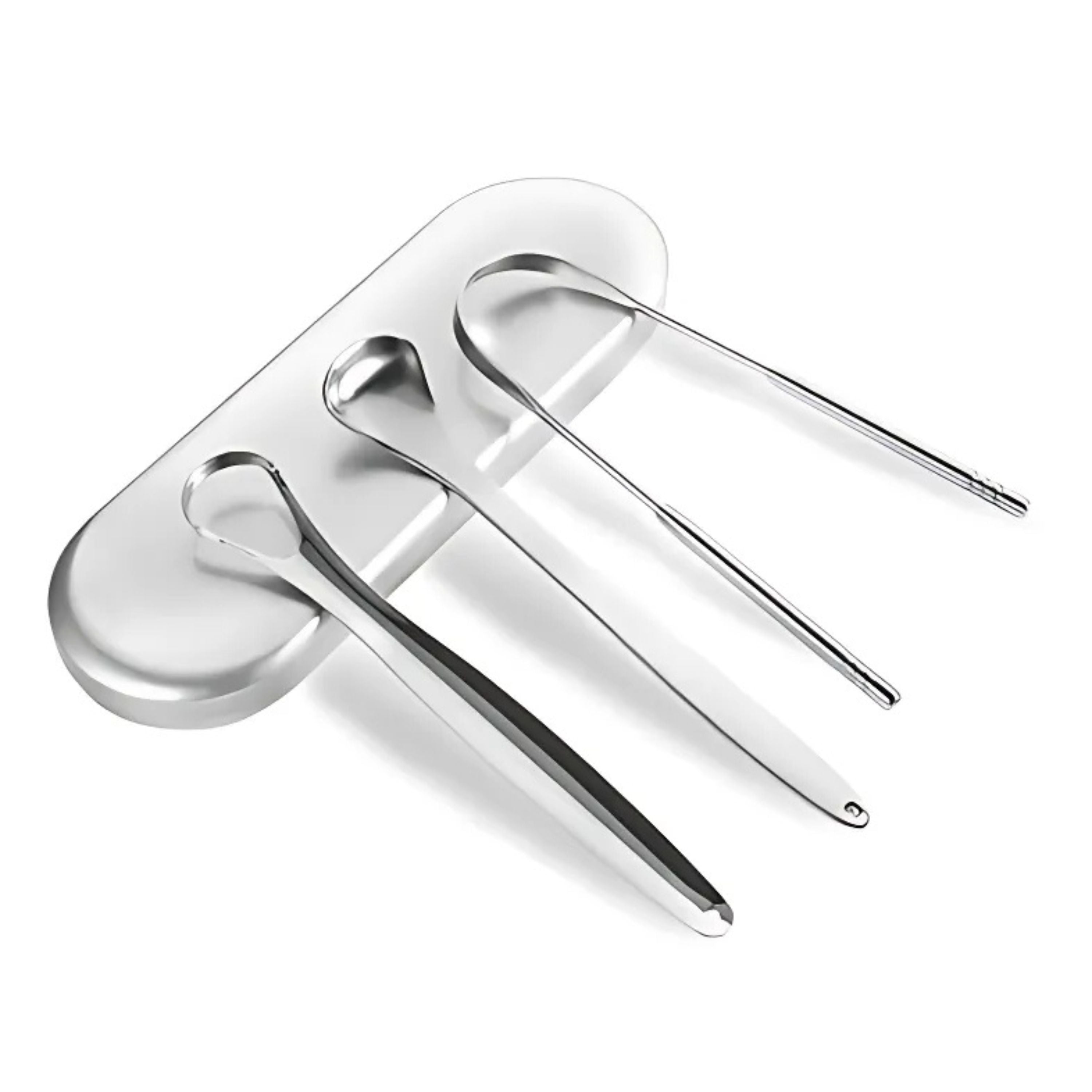 Kitcheniva Stainless Steel Tongue Scraper 3 Pcs Set with Storage Box