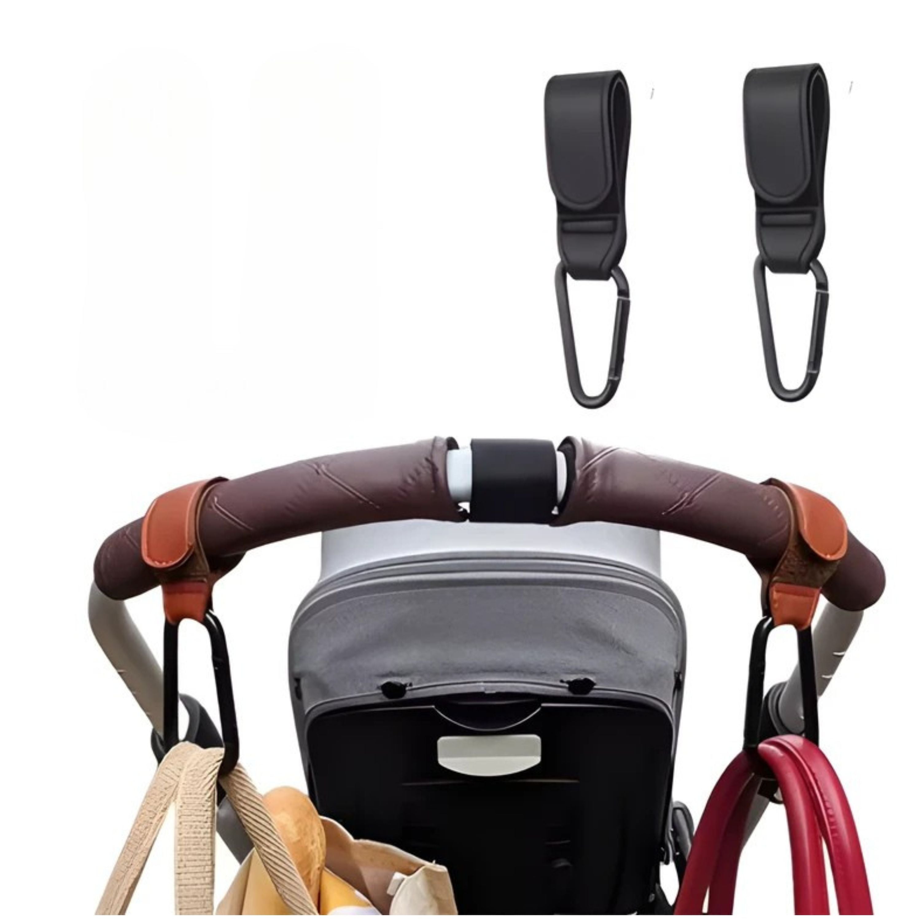 Kitcheniva PU Leather Stroller Hook for Bags Black 2 Pcs