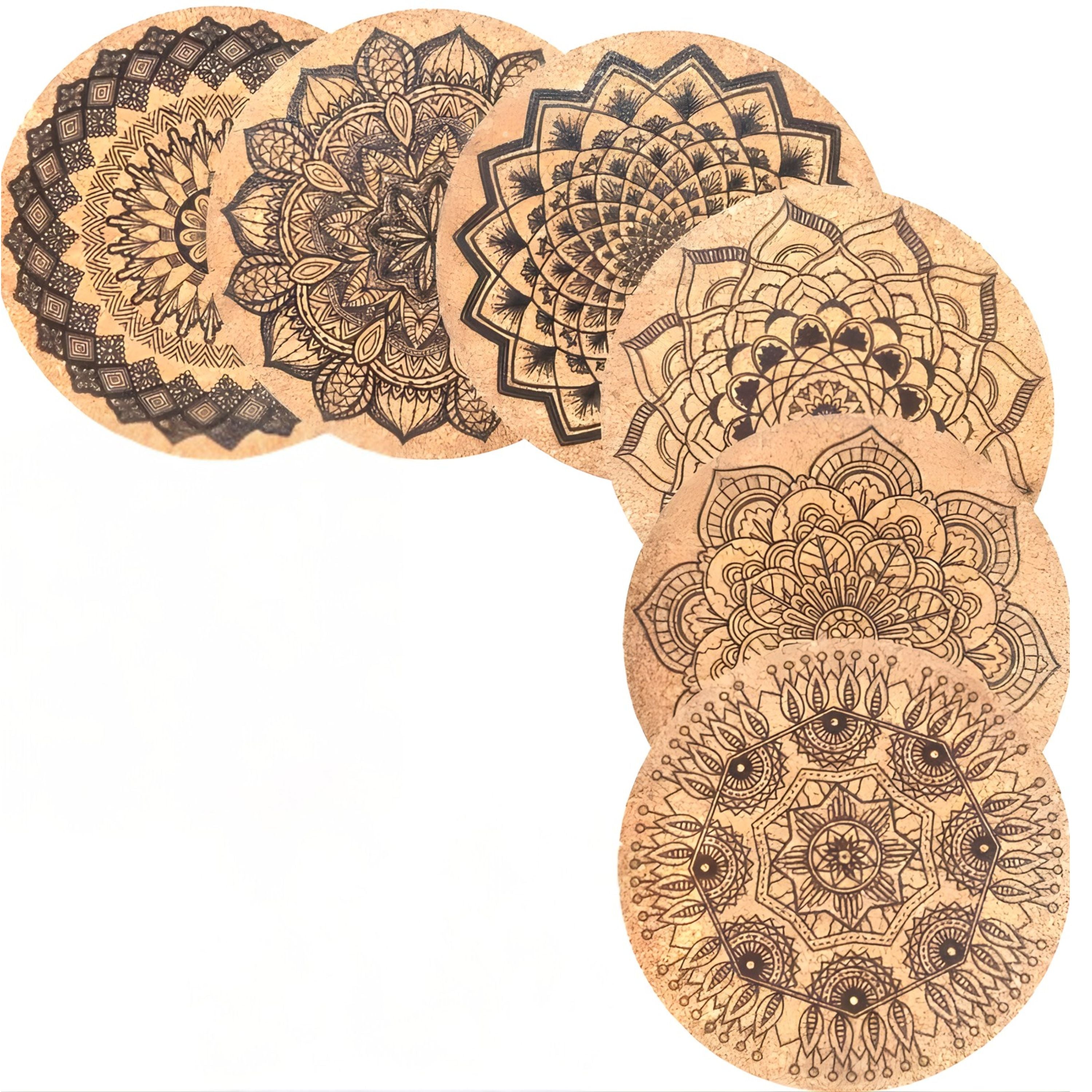 Kitcheniva Round Cork Coasters with Storage Rack