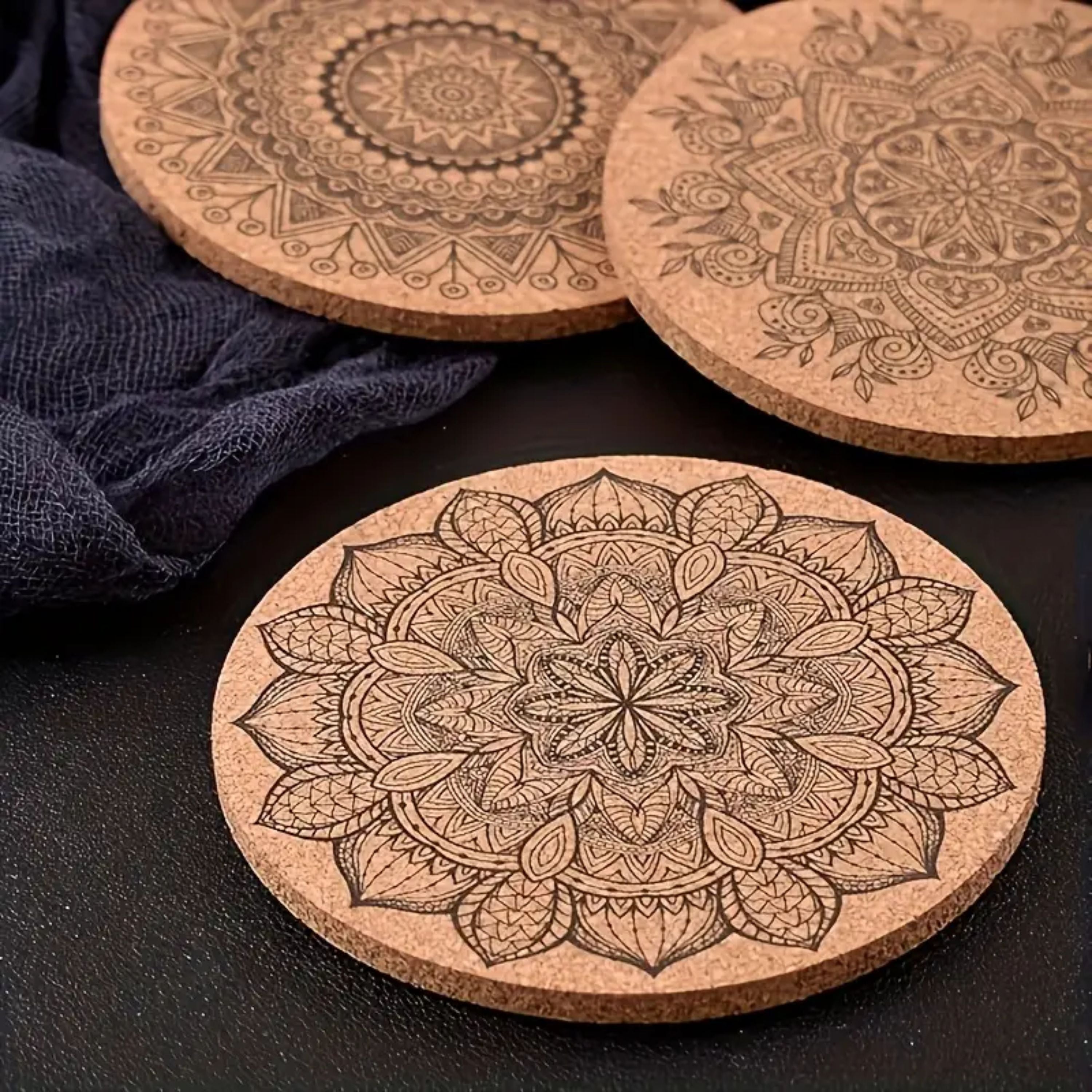 Kitcheniva Round Cork Coasters with Storage Rack