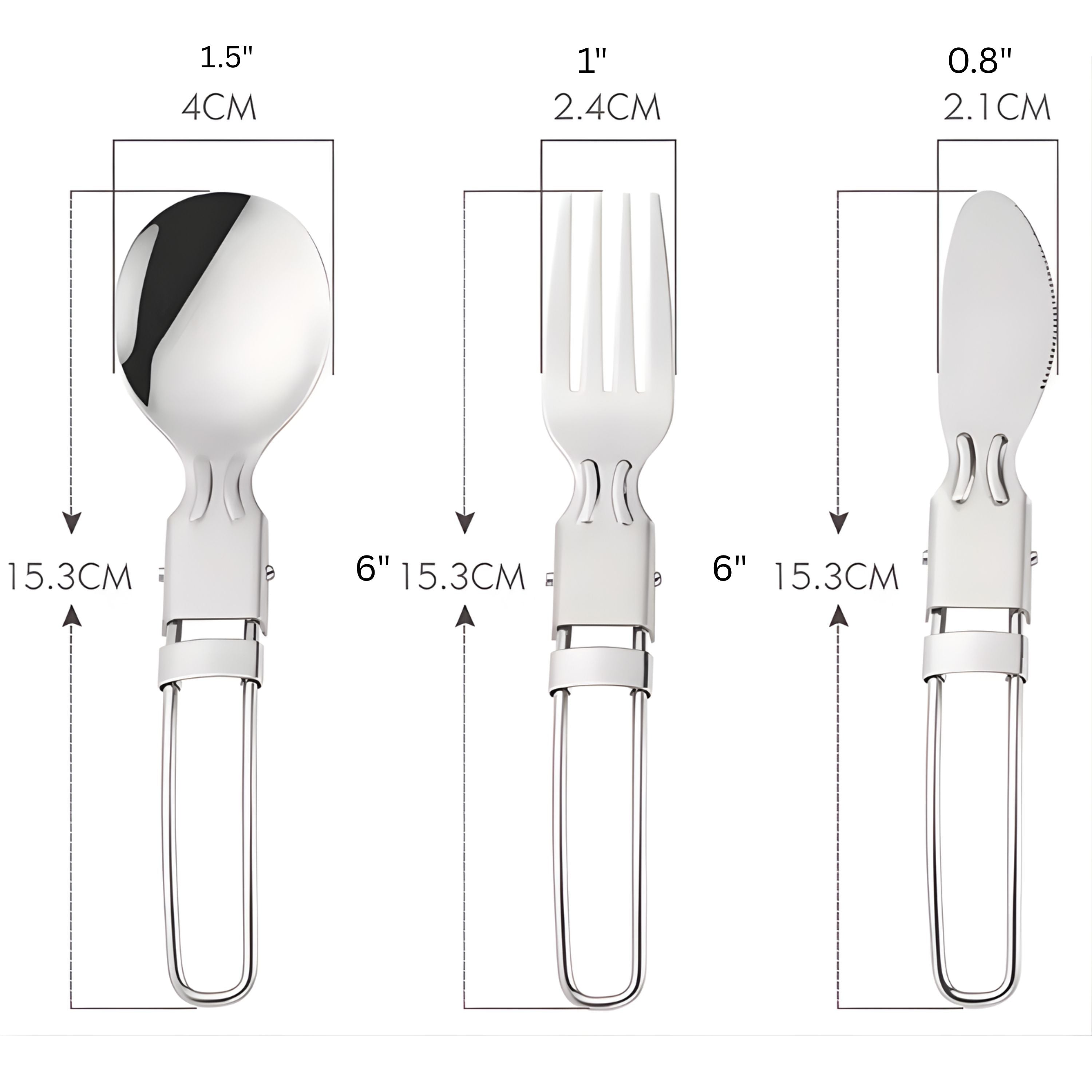 Kitcheniva Portable Cutlery Set - Folding Spoon, Fork & Knife for Camping, Travel, and Lunch
