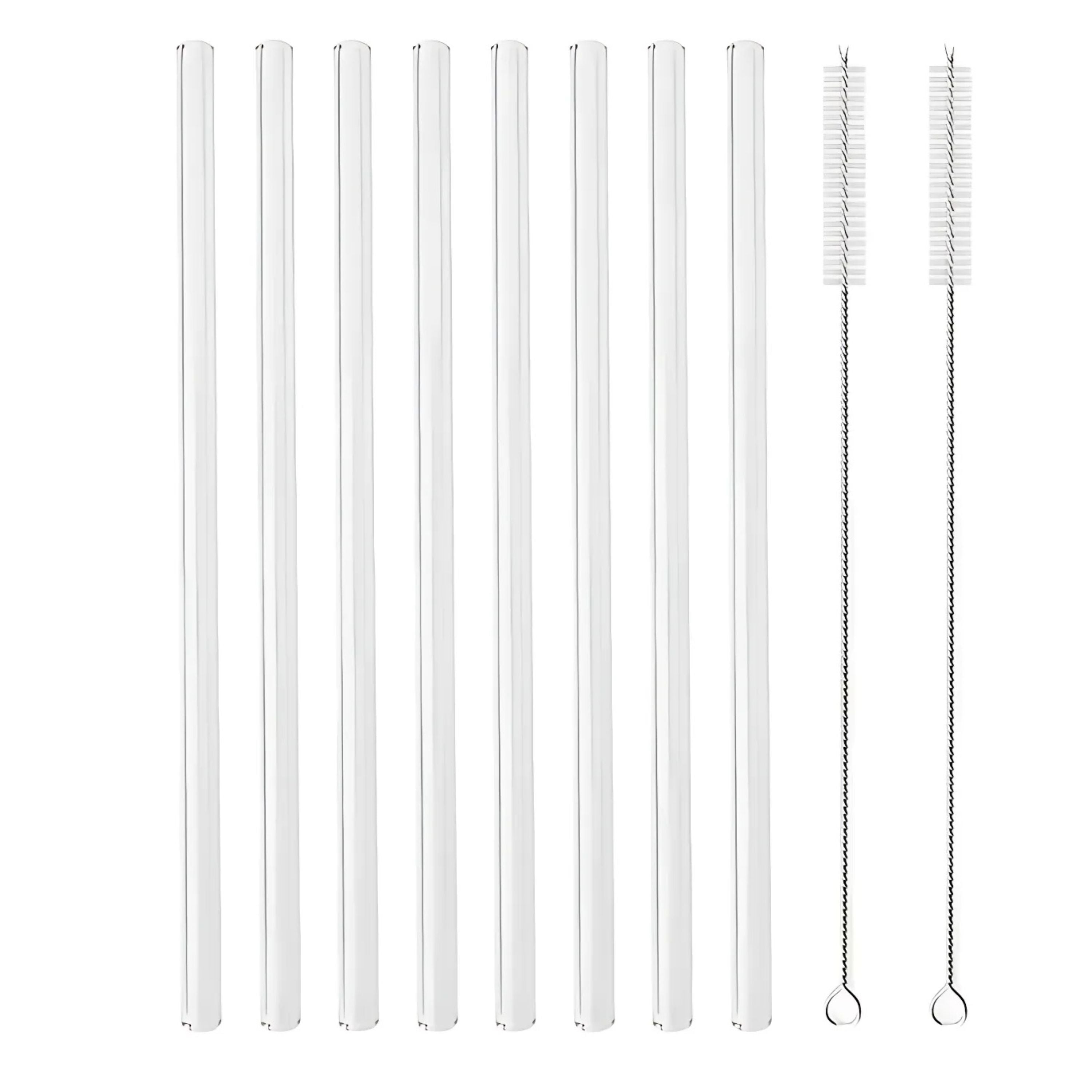 Kitcheniva Reusable Glass Straws with Bag & Cleaning Brush, 8 Pcs