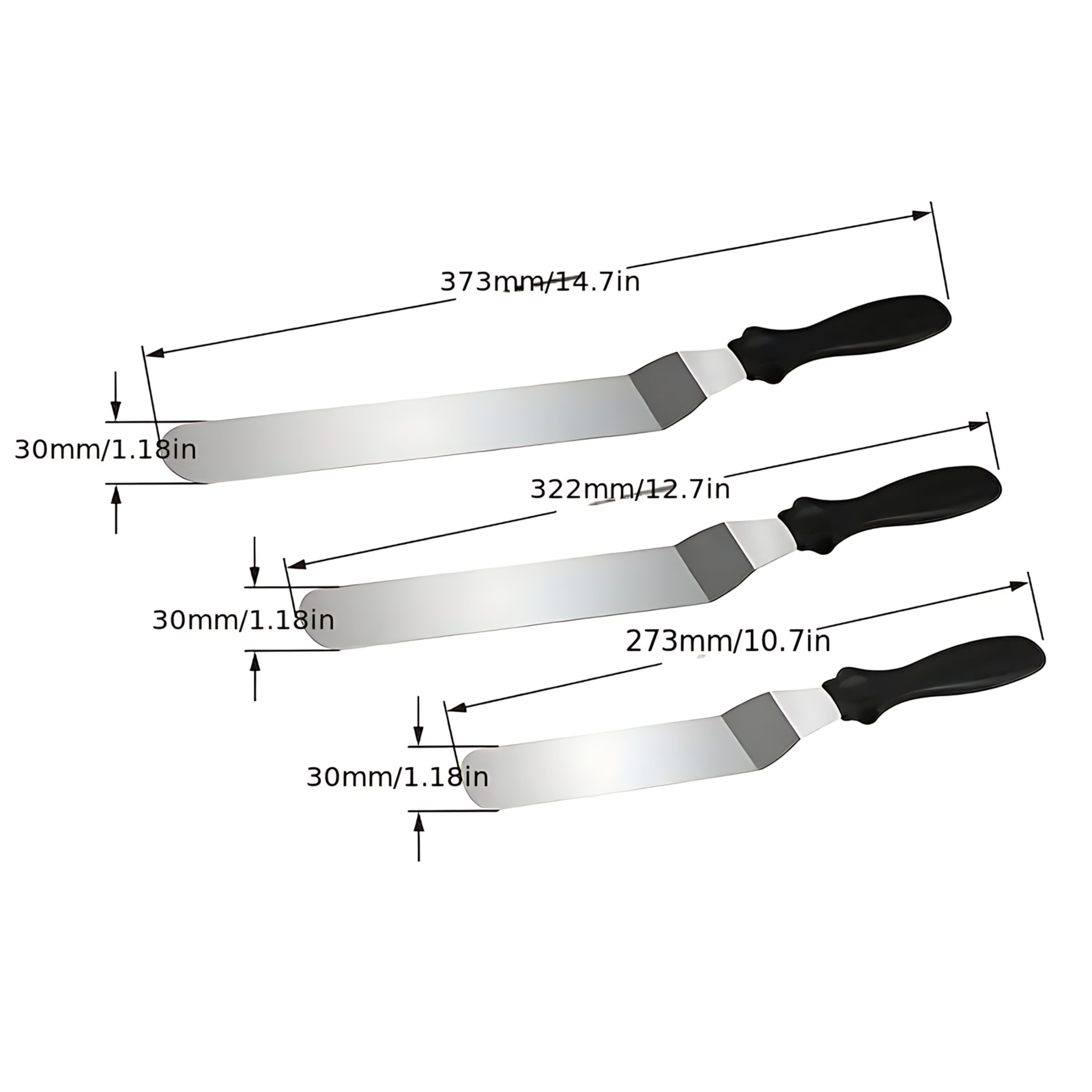 Kitcheniva 3 Pcs Stainless Steel Icing Spatula - Cake Smoothing Knife Set