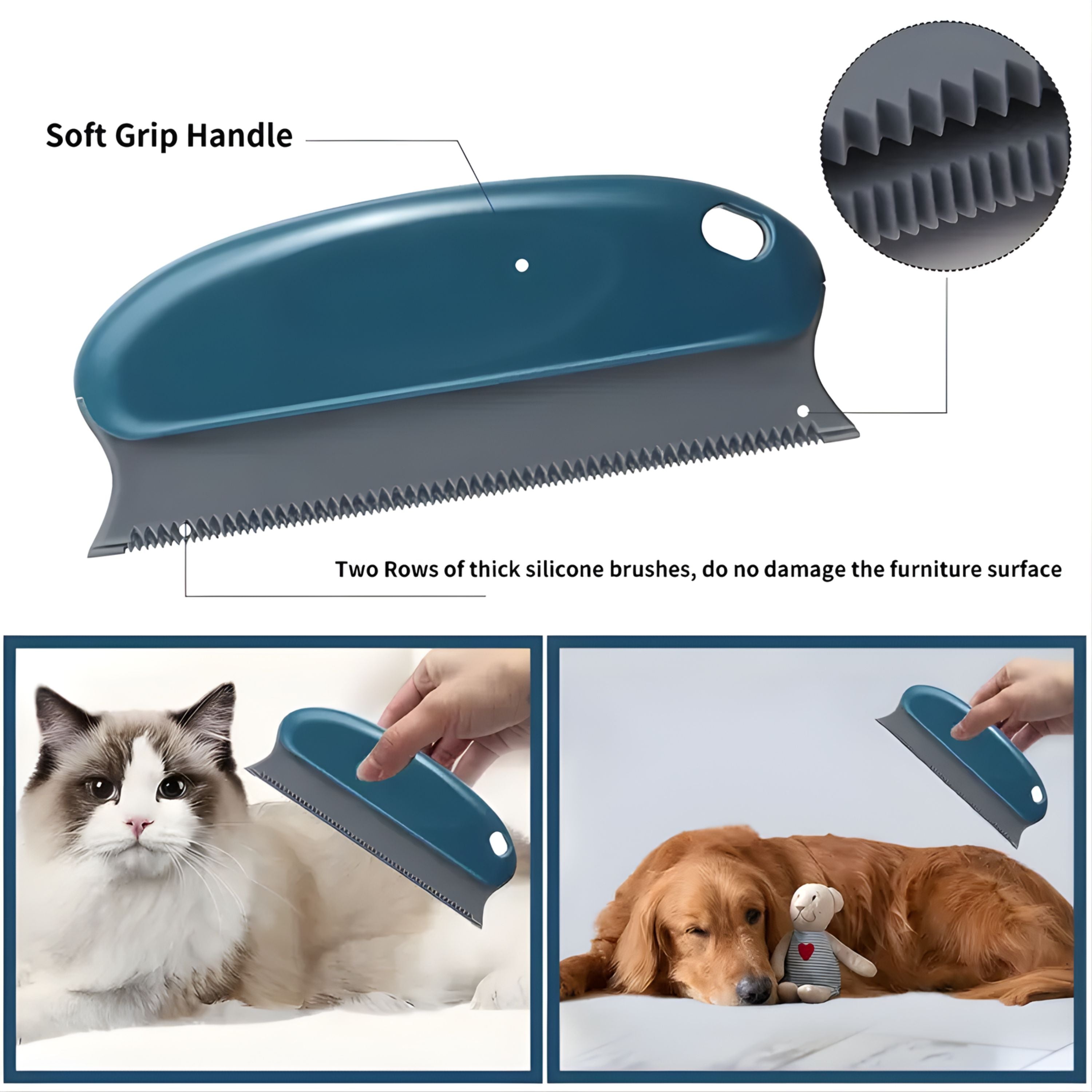 Kitcheniva Pet Hair Remover Set 3 Pcs - For Clothing, Car, Furniture & Carpet
