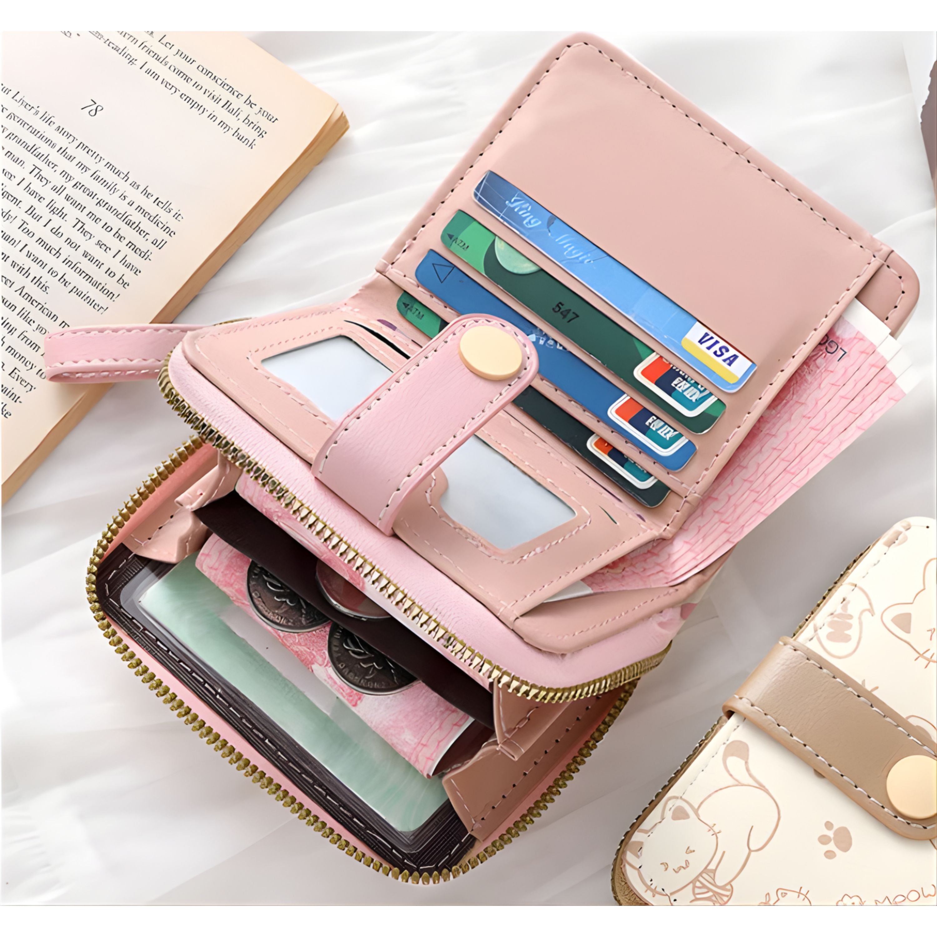 Kitcheniva Cute Cat Wallet, Pink