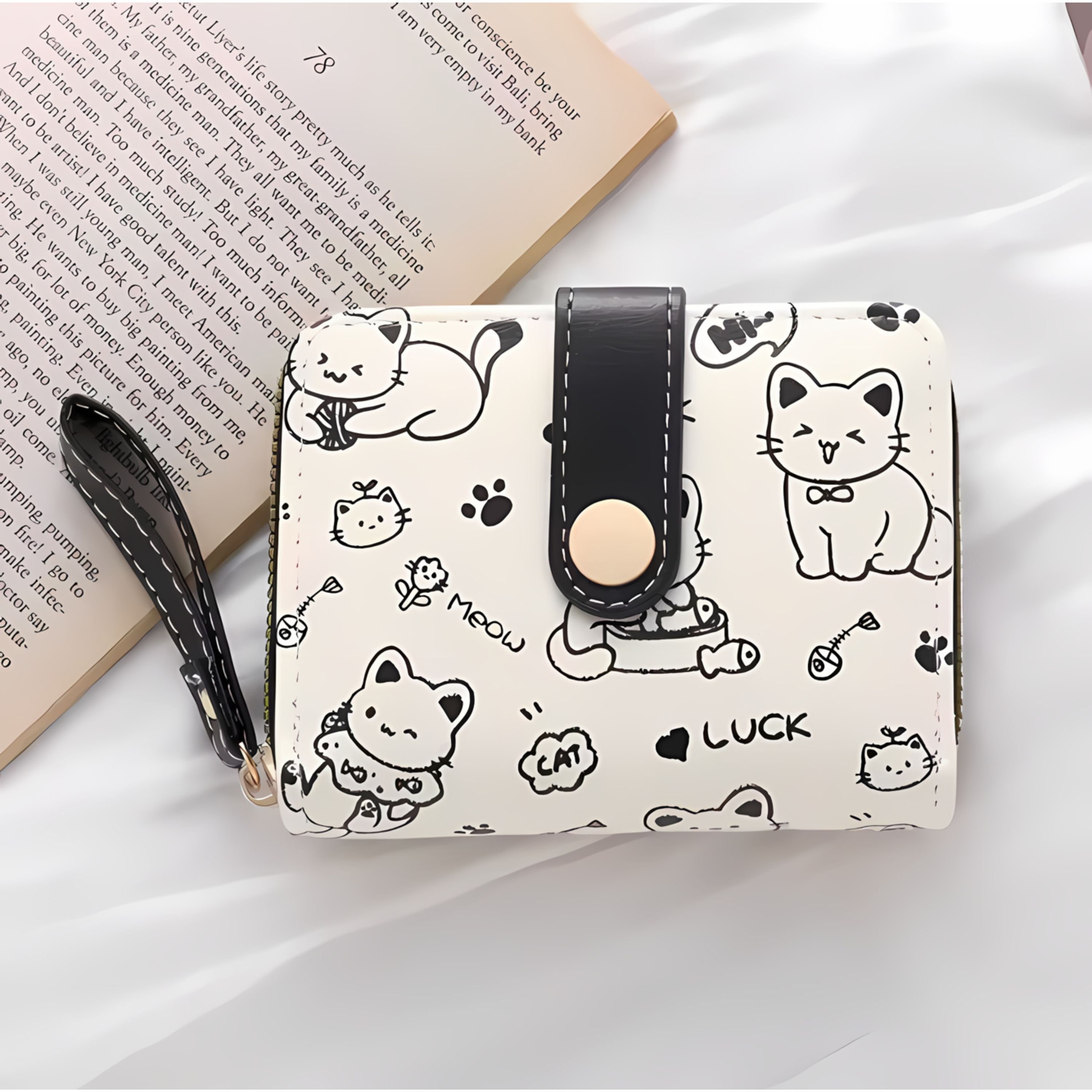 Kitcheniva Cute Cat Wallet, Black