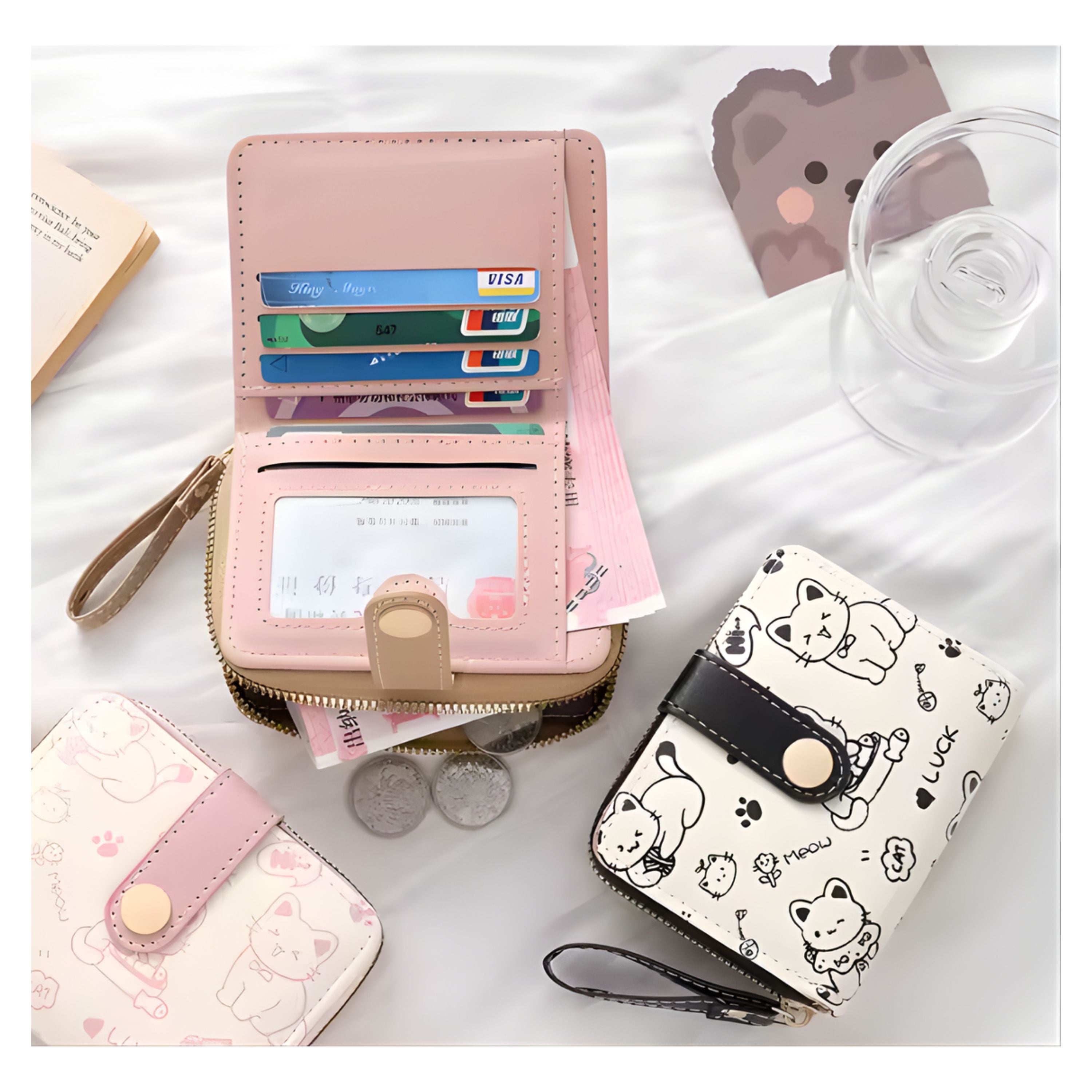 Kitcheniva Cute Cat Wallet, Black