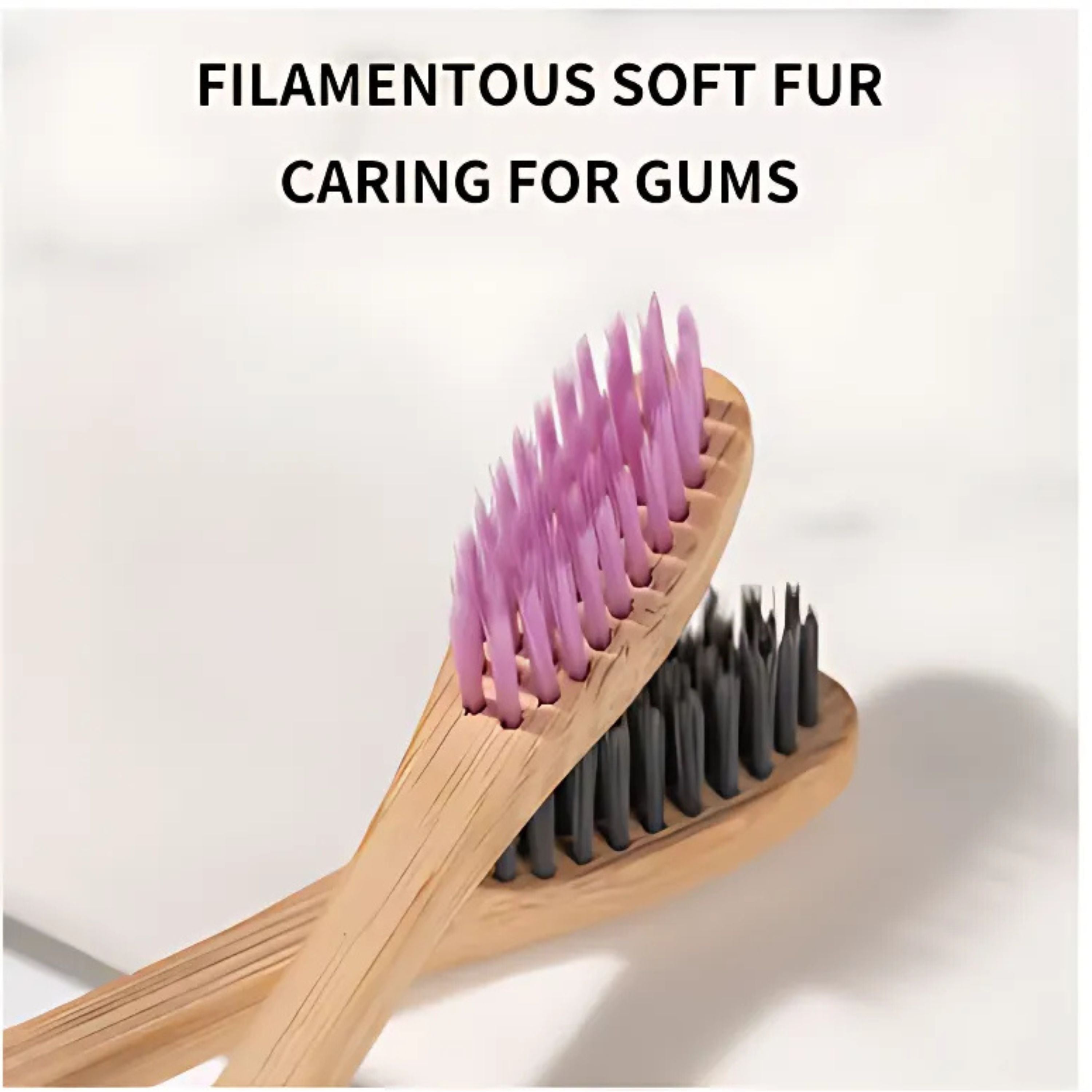 Kitcheniva Natural Bamboo Toothbrush 10 Pcs