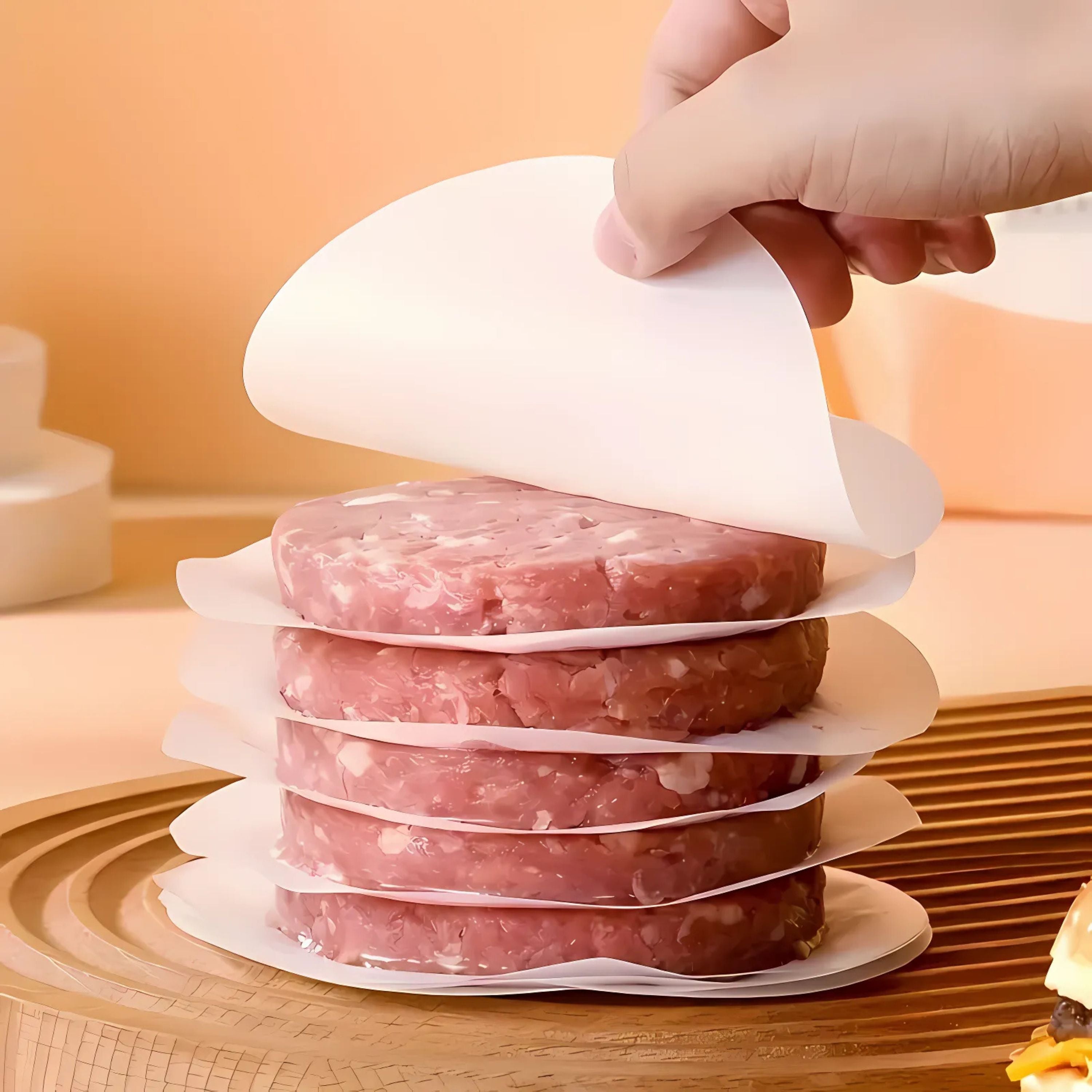 Kitcheniva Burger Patty Parchment Paper – Round Non-Stick Separator Discs 100 Pcs