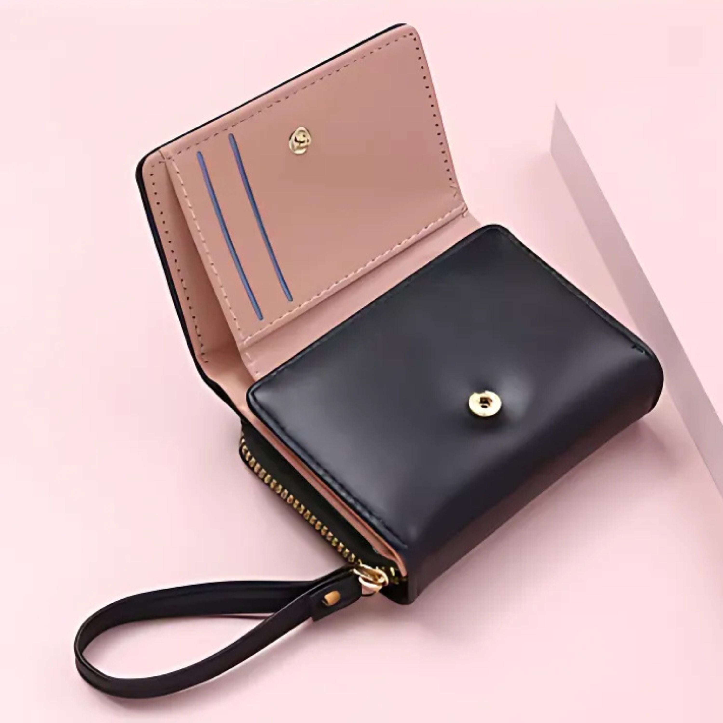 Kitcheniva Heart Embroidered Wallet Black