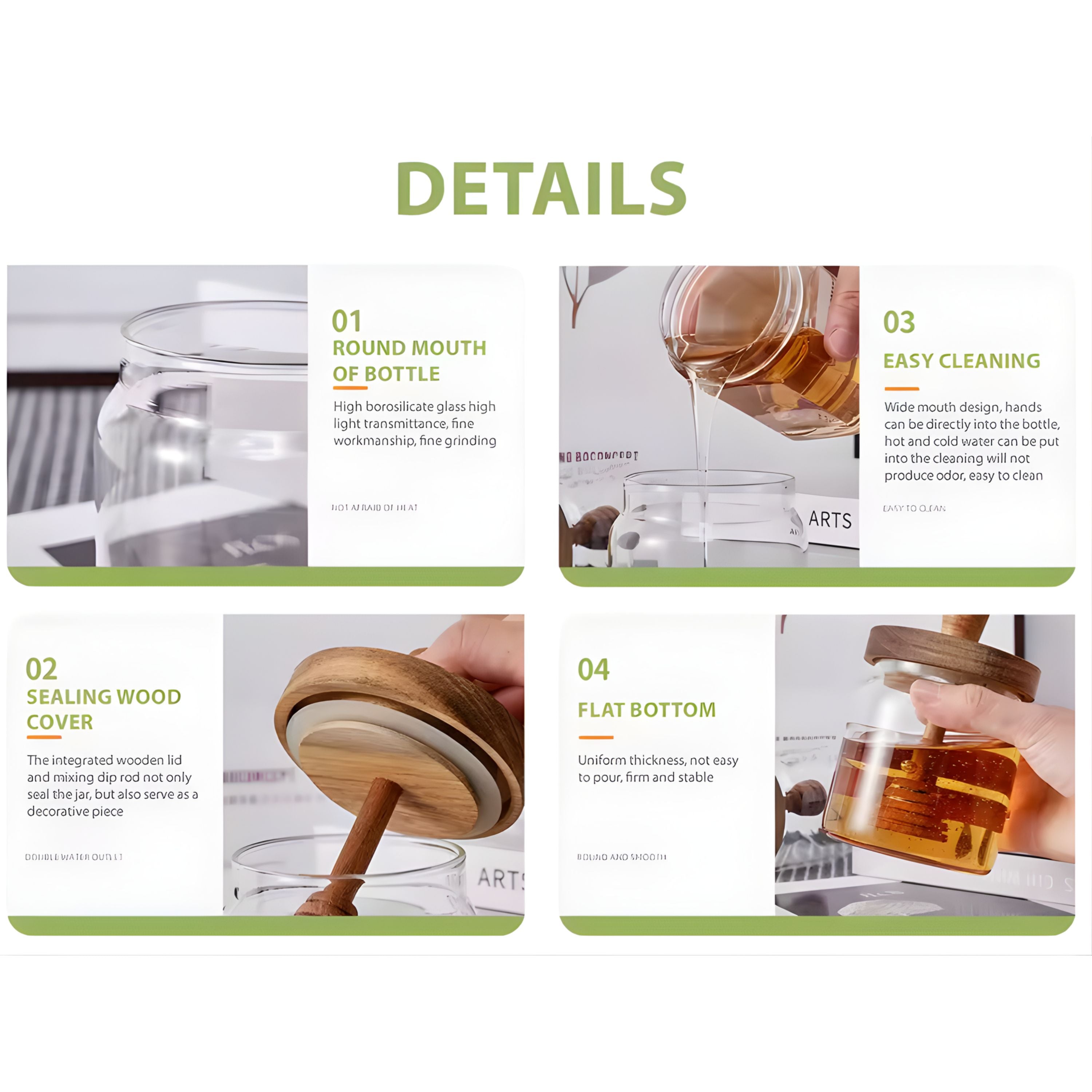 Kitcheniva Glass Honey Storage Container Jar with Dipper
