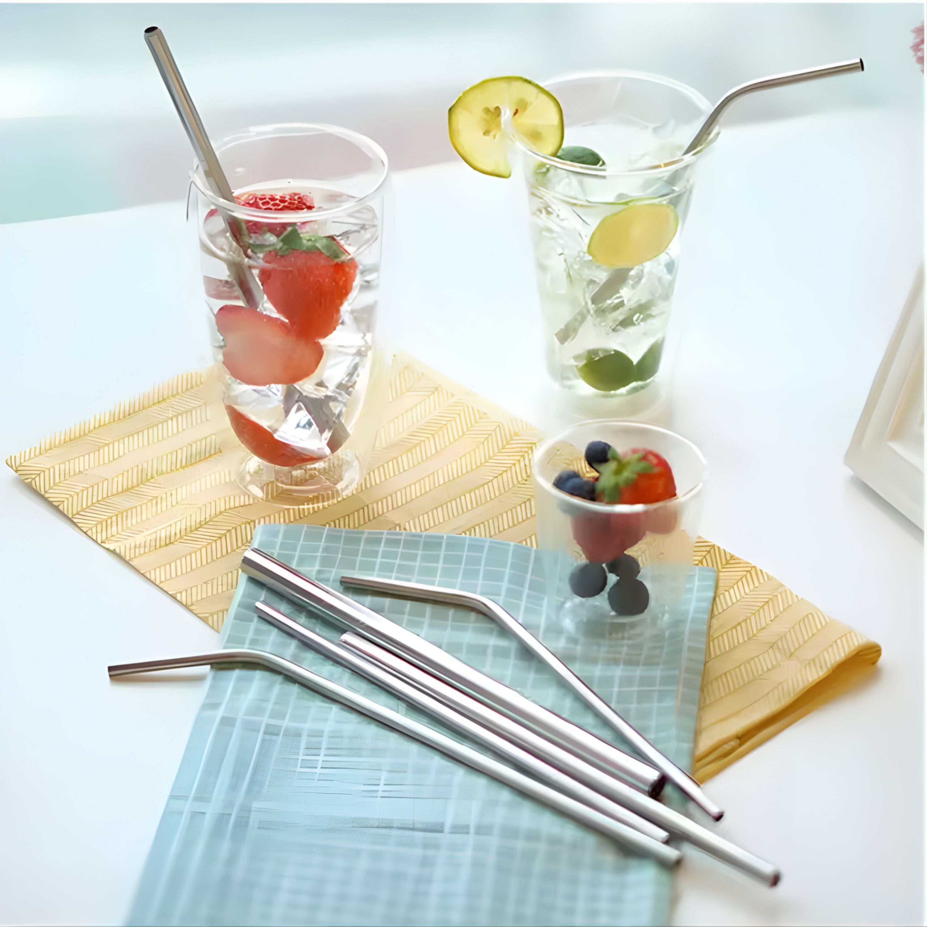 Kitcheniva Reusable Stainless Steel Drinking Straw with 2 Cleaning Brush, 8 Pcs
